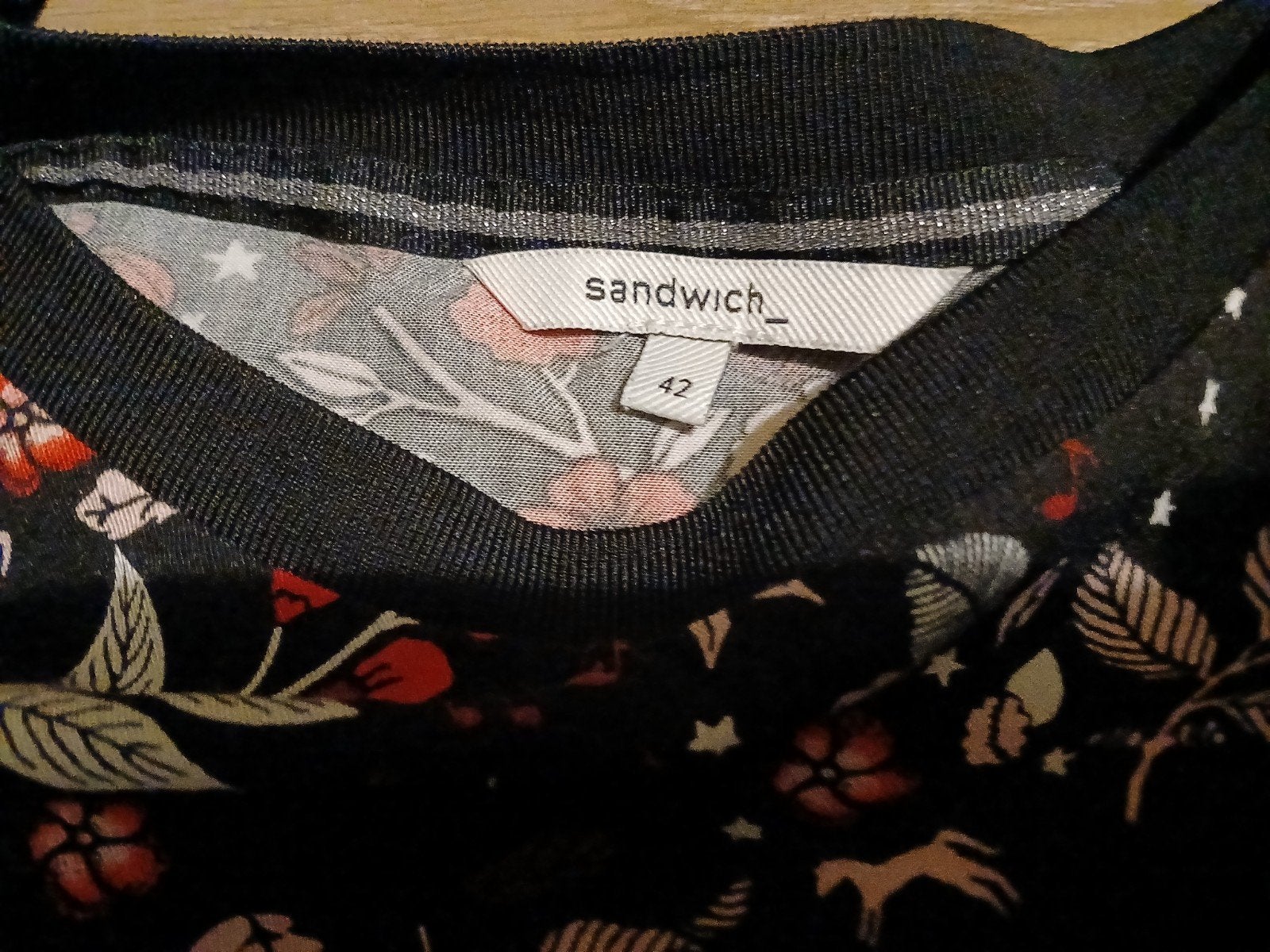 Sandwich blouse met bloemenprint en lange mouwen, Zwart, Maat 42/44 (L), Ophalen of Verzenden, Zo goed als nieuw