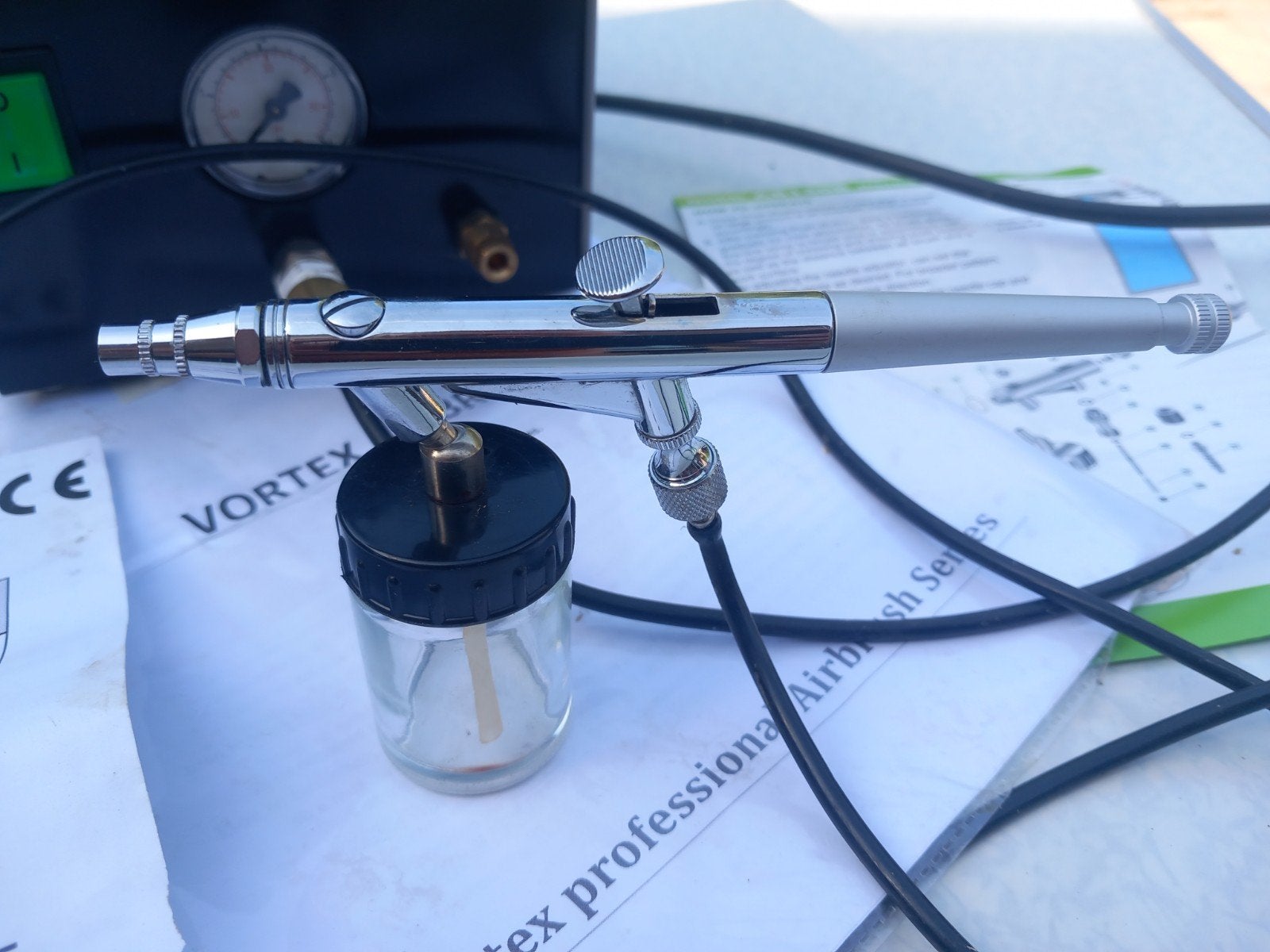 Werther Two Airbrush Compressor met Vortex Airbrush, Ophalen of Verzenden, Gebruikt, Airbrush en Toebehoren