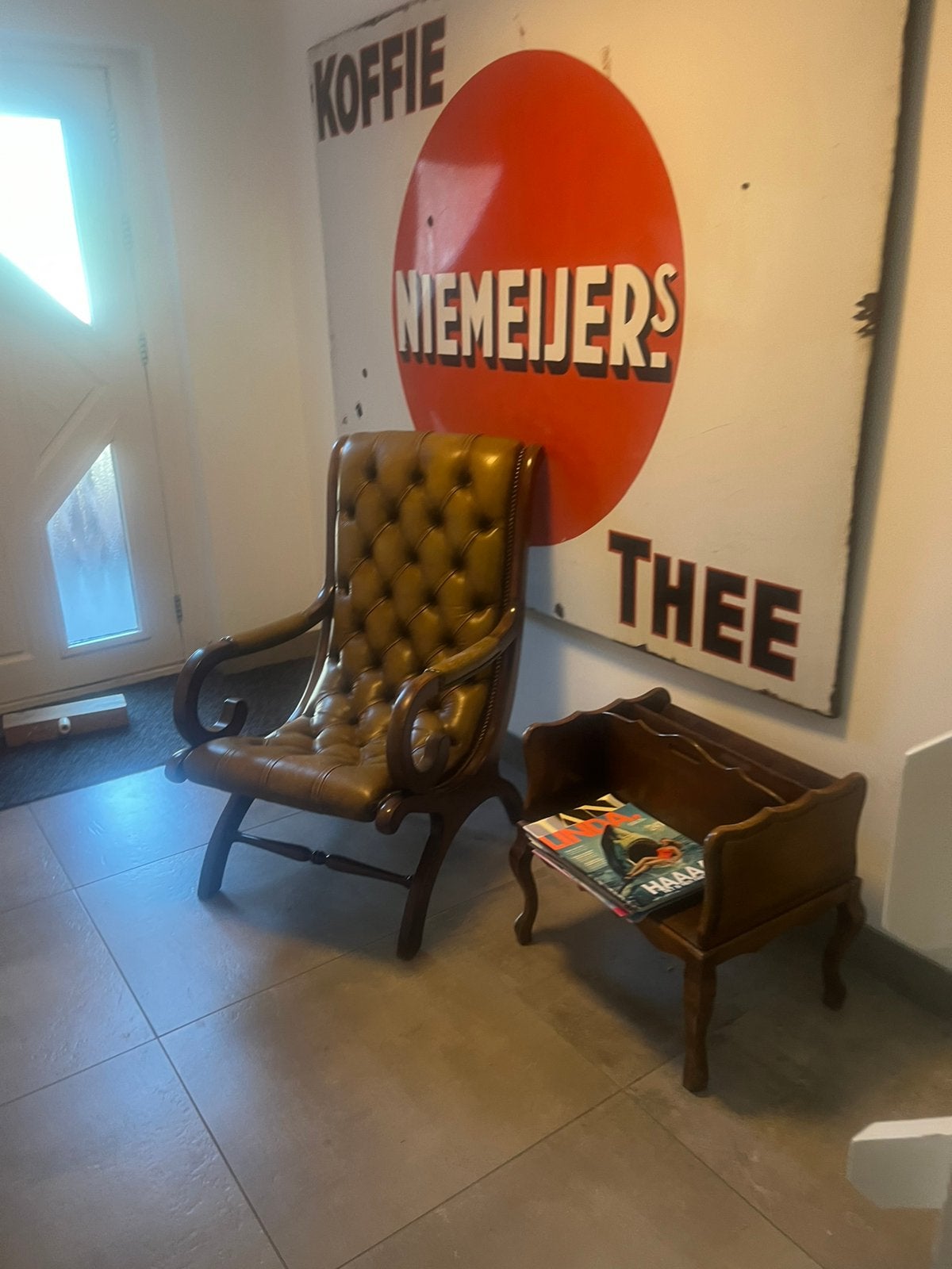 Chesterfield fauteuil vintage + krantebak, Ophalen