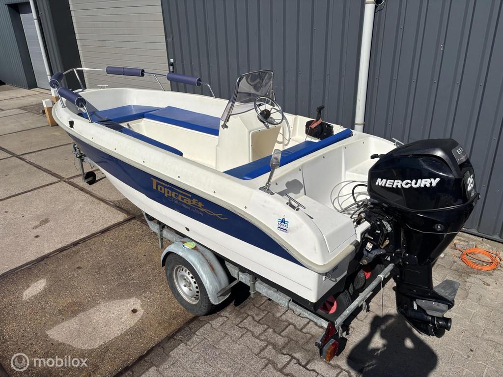 Topcraft 440 Millennium / 25 PK Mercury / trailer, Watersport en Boten, Overige brandstoffen, 3 tot 6 meter, 10 tot 30 pk