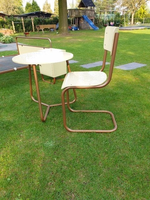 Vintage GISPEN slaapkamerset: bed, nachkastje, tafel, stoel, Ophalen