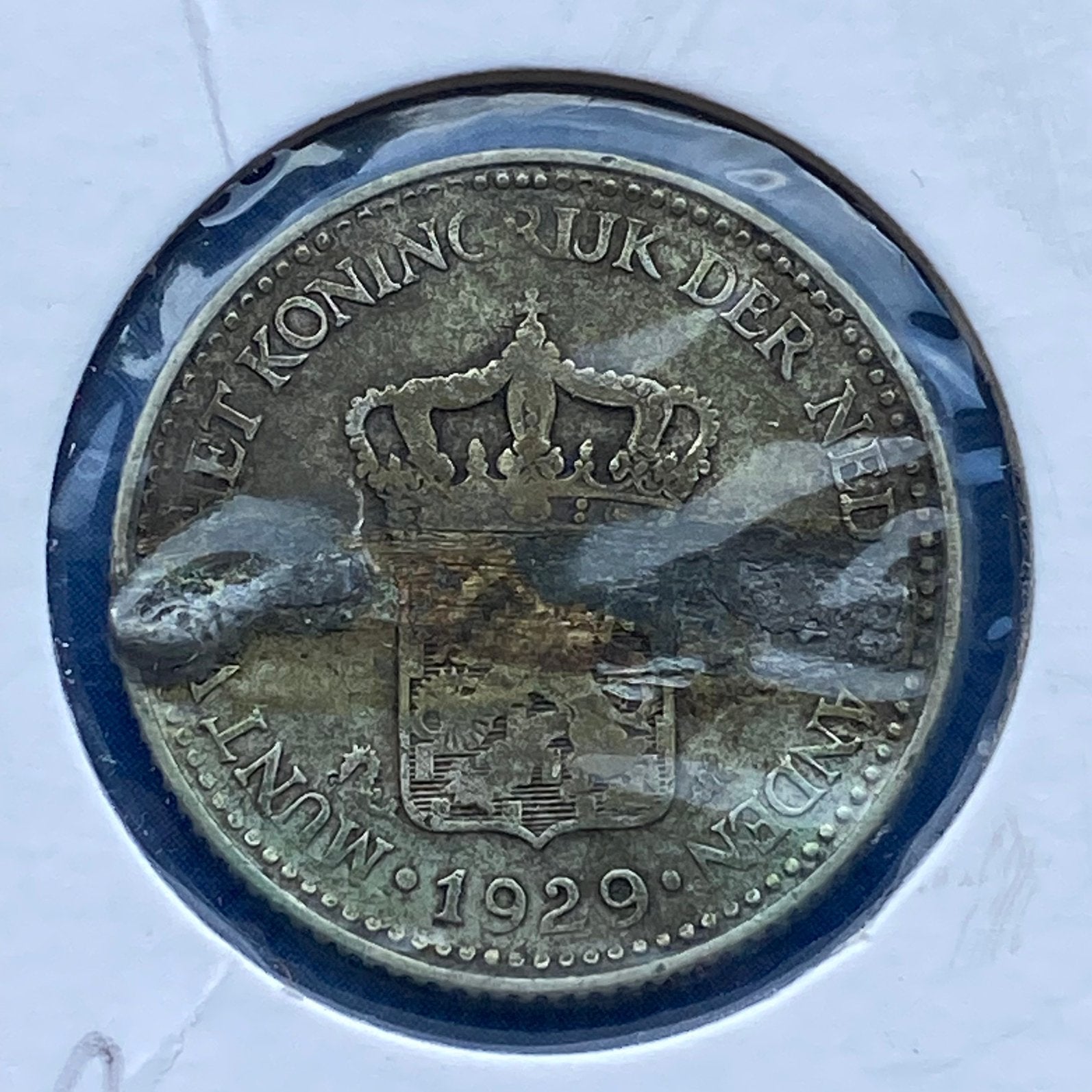 Halve Gulden Zilver uit 1929 van Wilhelmina ( ex sieraad ), ½ gulden, Verzenden, Zilver, Koningin Wilhelmina