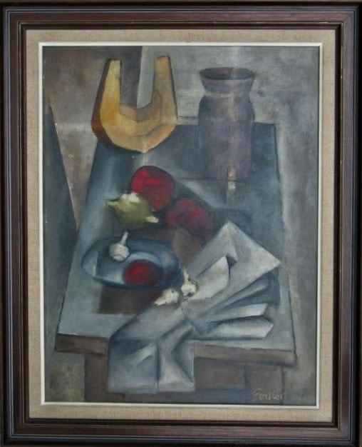 vintage schilderij kubisme 1964 stilleven, Antiek en Kunst, Kunst | Schilderijen | Klassiek, Ophalen