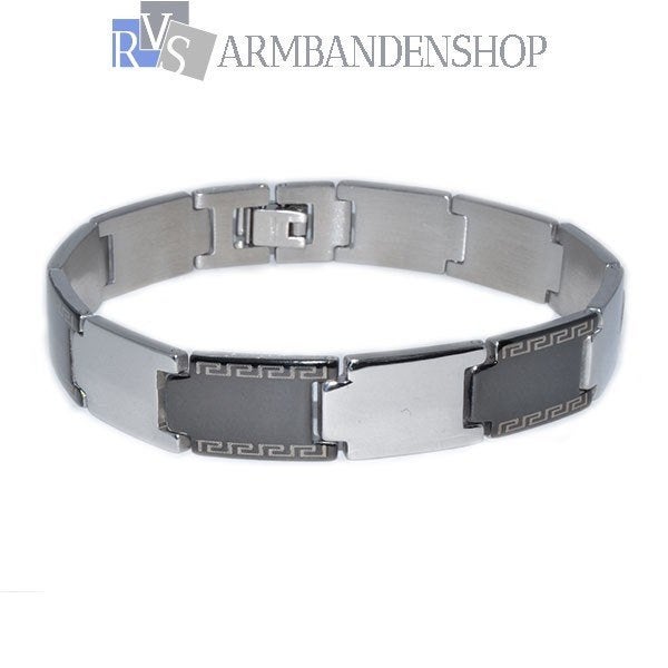 Rvs heren armband 20.5 cm staal sieraden RVS Zilver mannen, Ophalen of Verzenden, Nieuw, Zilver, Staal
