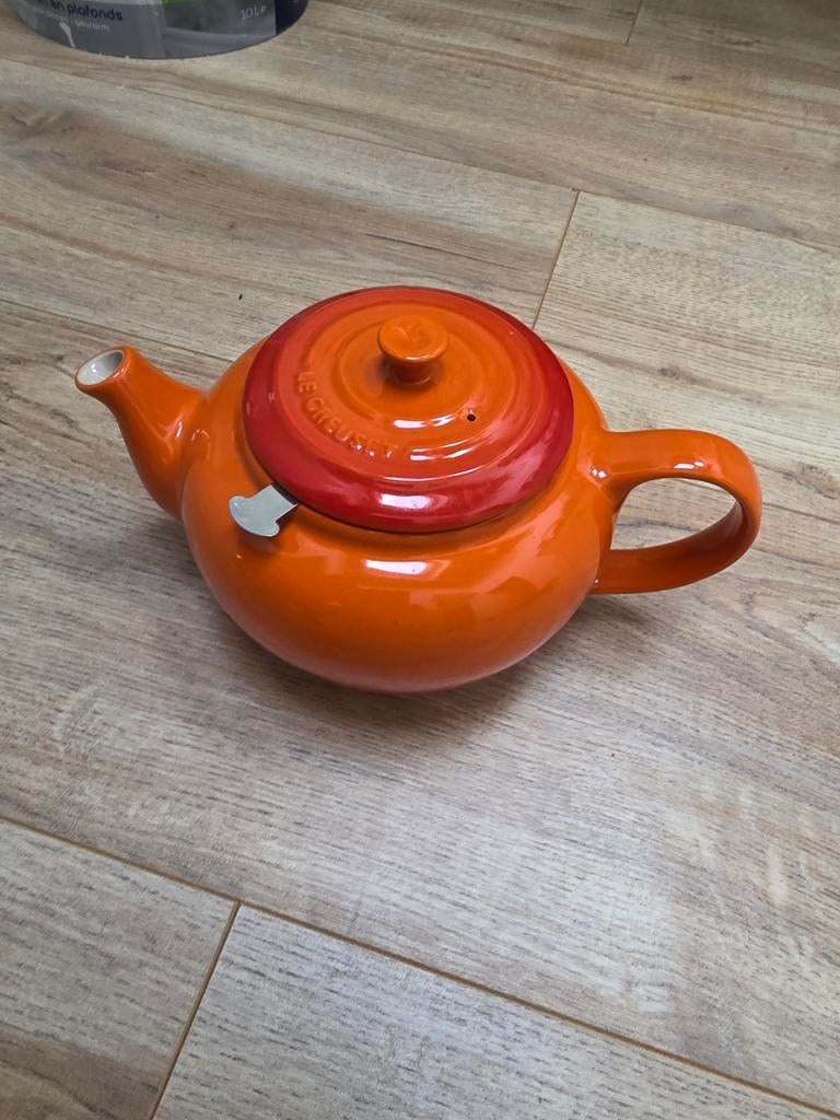 Le Creuset theepot oranje met theefilter, Zo goed als nieuw, Steen/keramiek, Oranje, Le Creuset