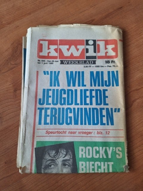 Kwik 1980 Rolling Stones Jane Birkin Roger Moore Bodybuild, Verzamelen, Ophalen of Verzenden, 1960 tot 1980, Buitenland, Krant