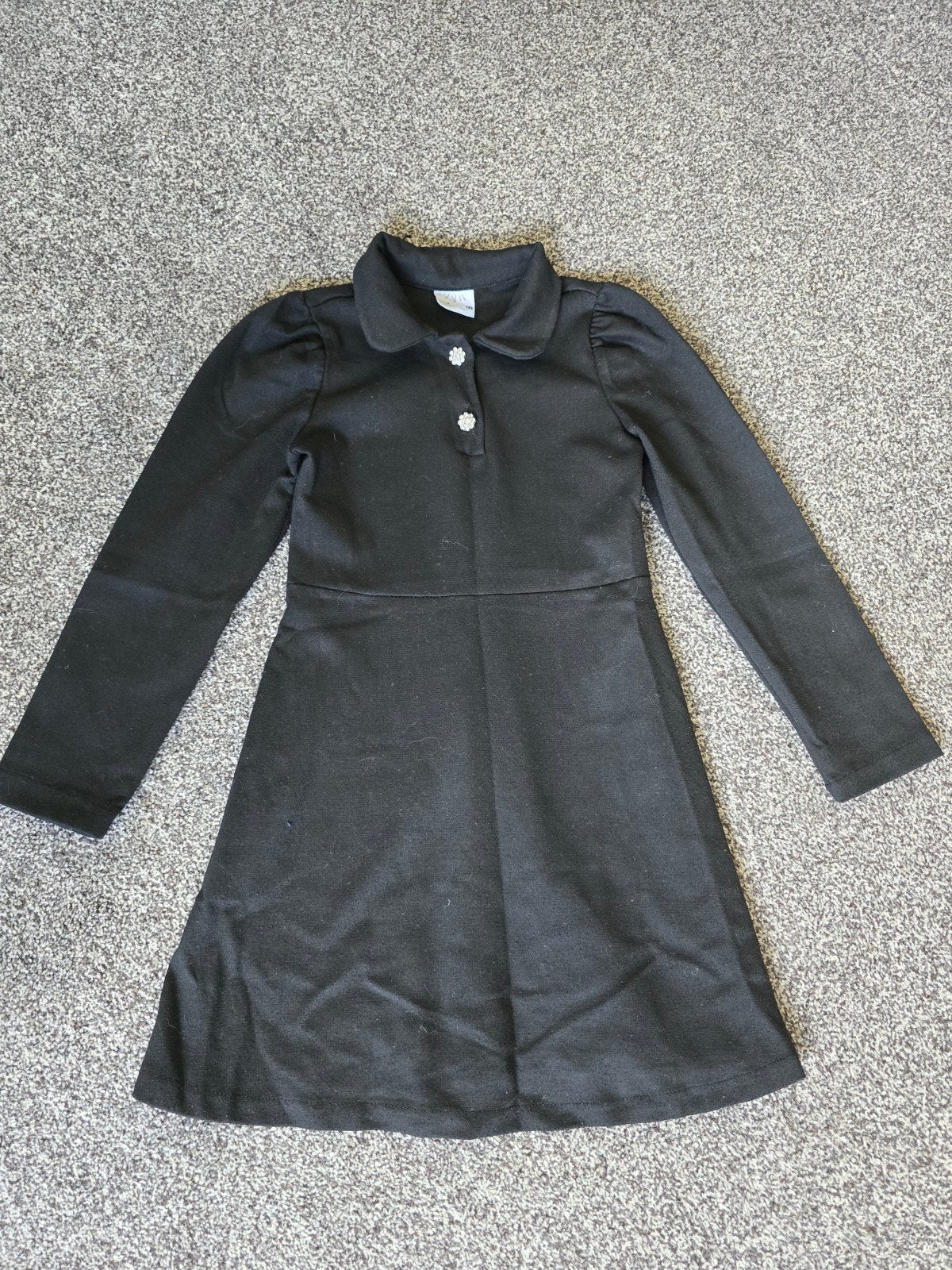Zwarte jurk Zara maat 122 met kraagje en diamantknoopjes, Meisje, Ophalen of Verzenden, Zo goed als nieuw, Zara
