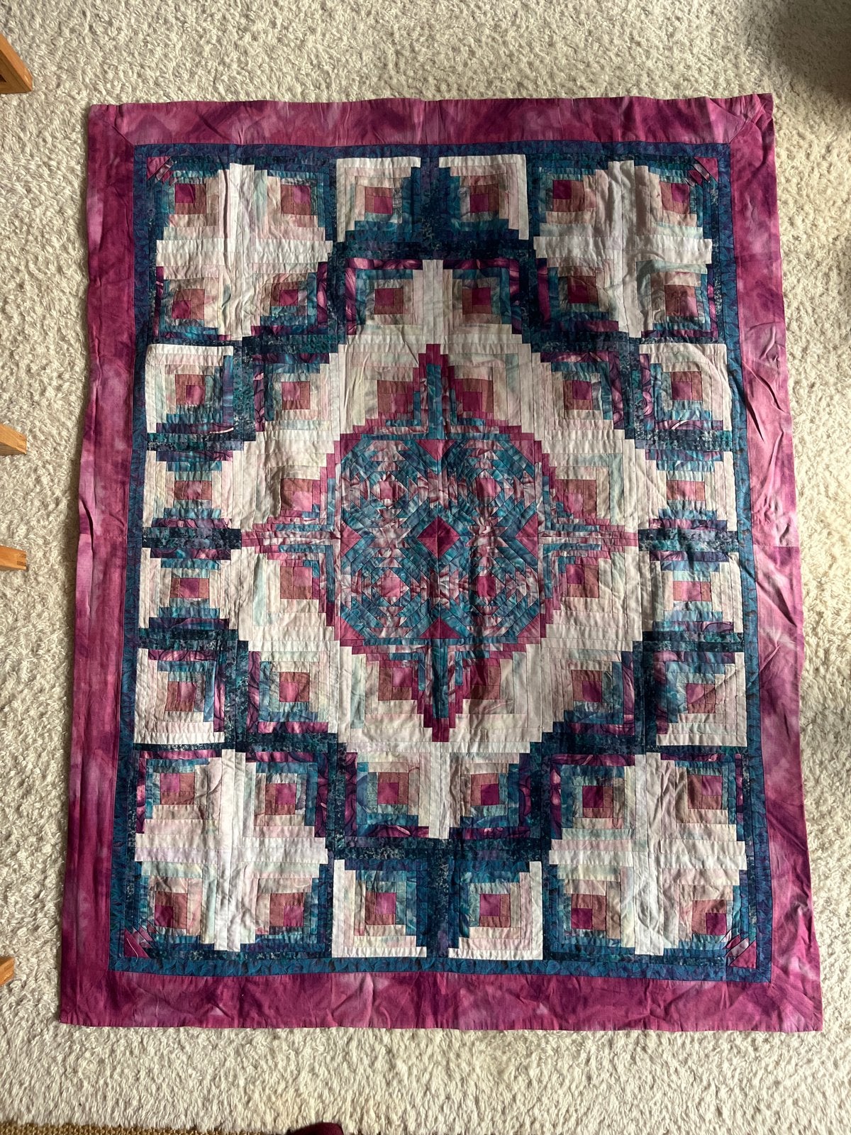 Handgemaakt Patchwork Kleed - Pruimkleur & Katoen, 100 tot 150 cm, Paars, Ophalen of Verzenden, Zo goed als nieuw