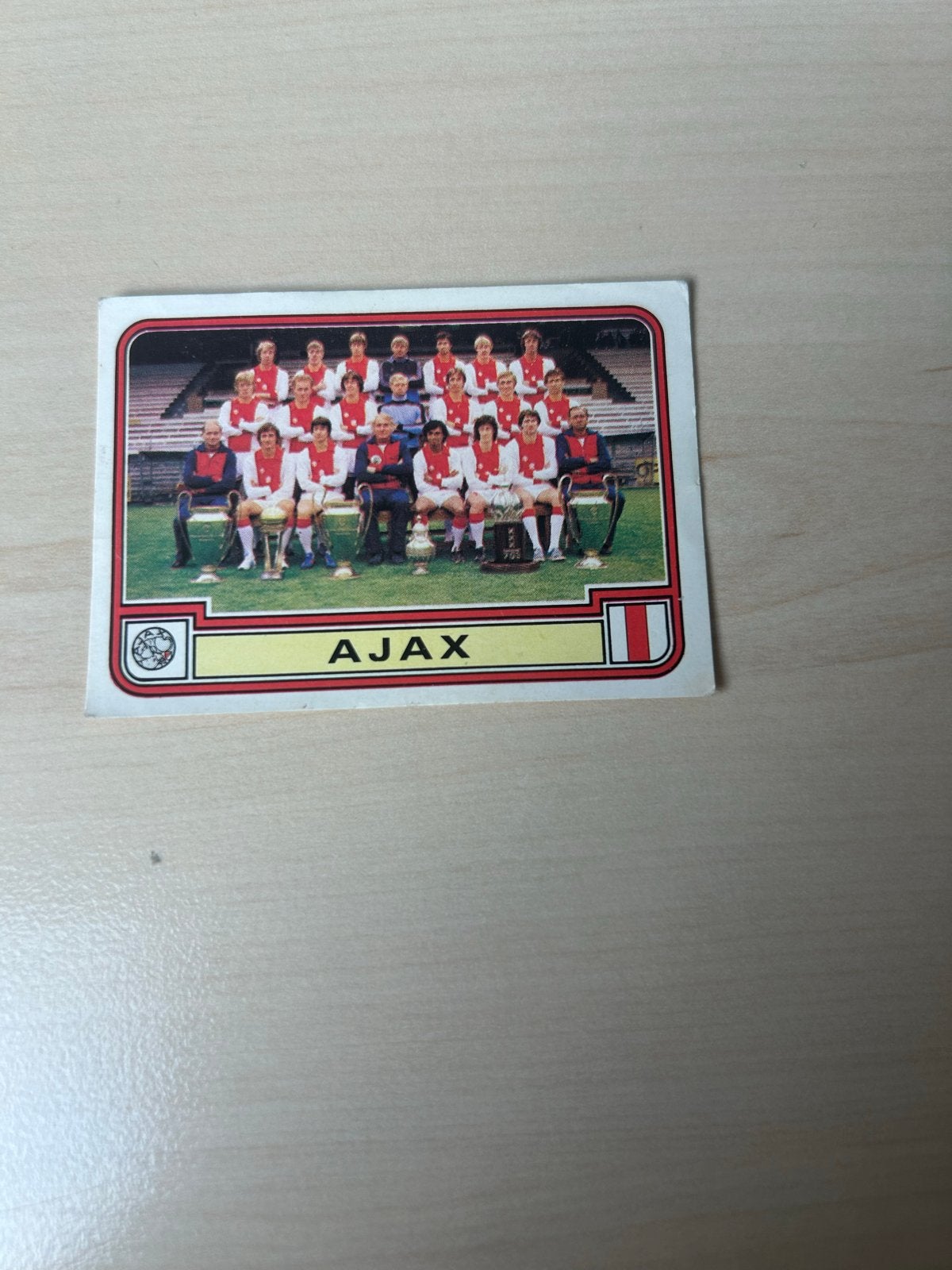 Panini Voetbal 80 Sticker Ajax Teamfoto, Ophalen of Verzenden, Zo goed als nieuw, Ajax, Poster, Plaatje of Sticker