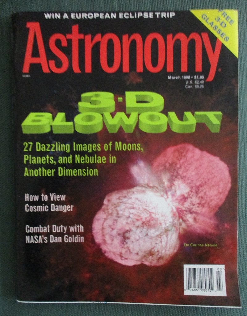 tijdschrift Astronomy met 3d bril, maart 1998, astronomie, Boeken, Verzenden, Natuurwetenschap