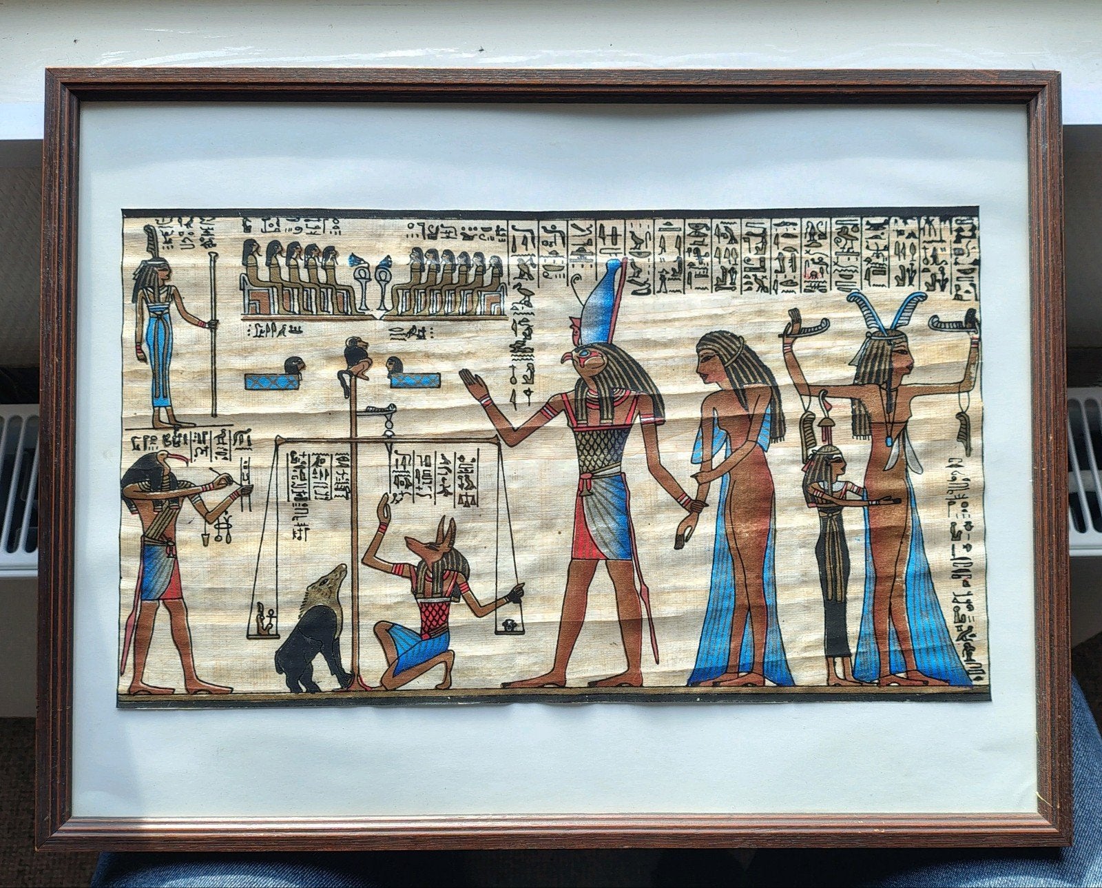 Egyptisch Papyrus Schilderij 'Het Dodenboek' ingelijst, Ophalen, Schilderij, Papier/karton, Klassiek