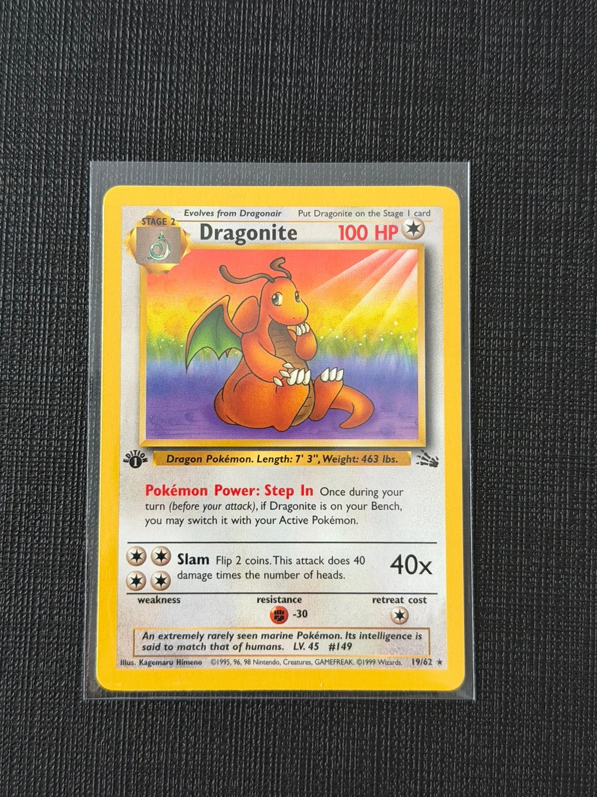 Dragonite non holo 1st edition mint, Ophalen of Verzenden, Zo goed als nieuw, Losse kaart