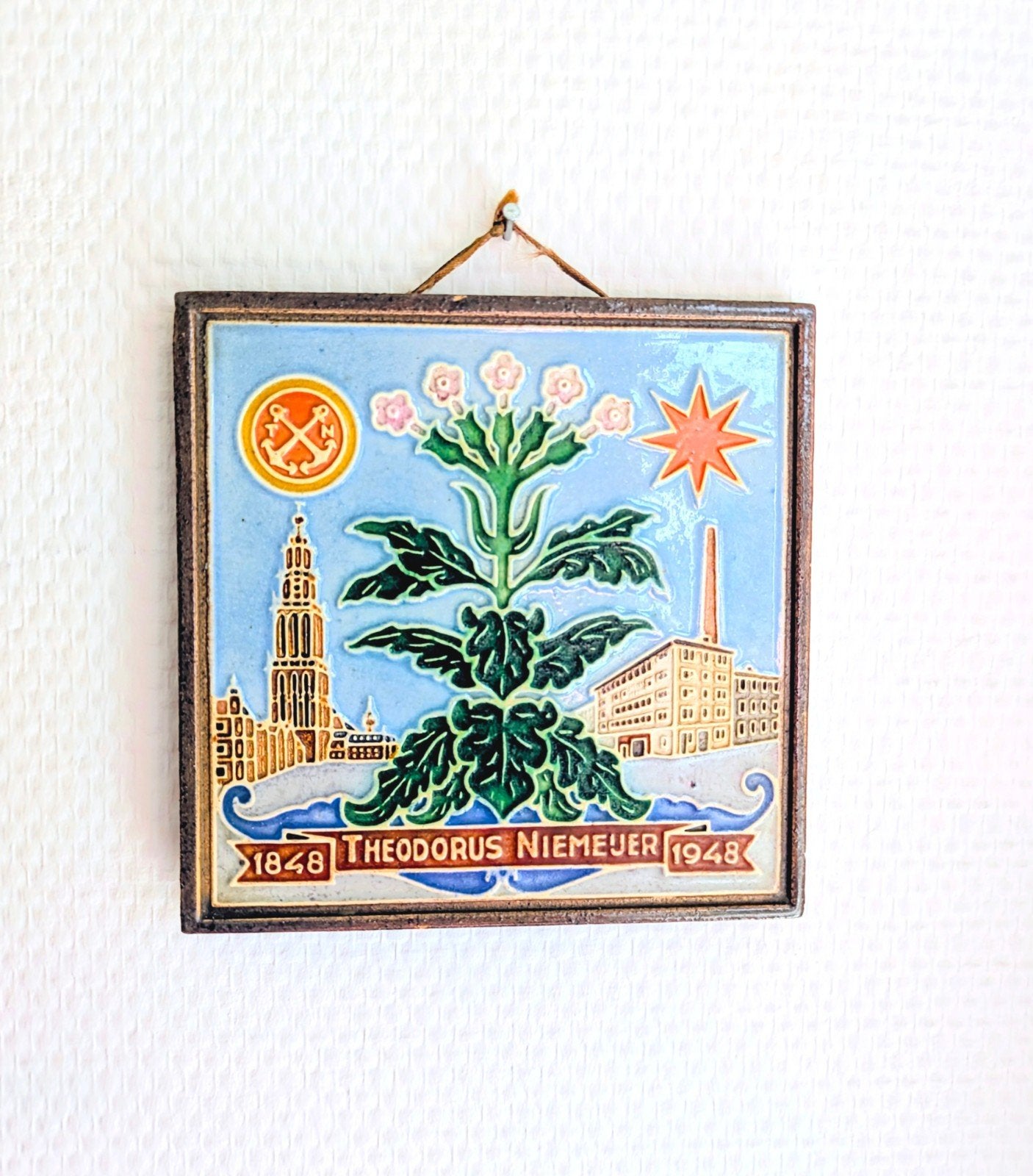 Westraven tegel cloisonne Theodorus Niemeijer 1848-1948, Antiek en Kunst, Ophalen of Verzenden