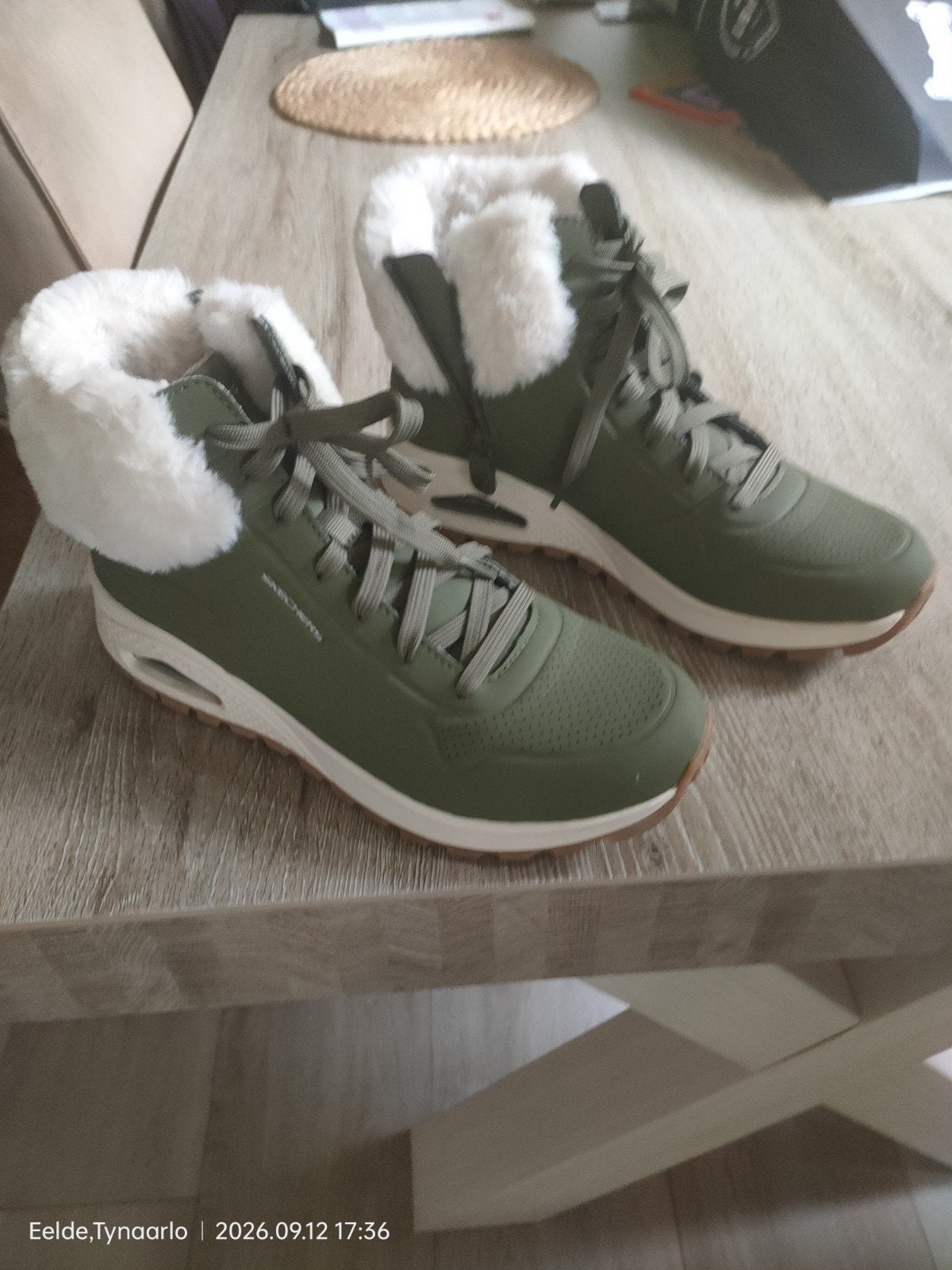 Skechers Uno OLV Groene Boots met Bont - Maat 41, Kleding | Dames, Skechers, Lage of Enkellaarzen, Nieuw, Ophalen of Verzenden