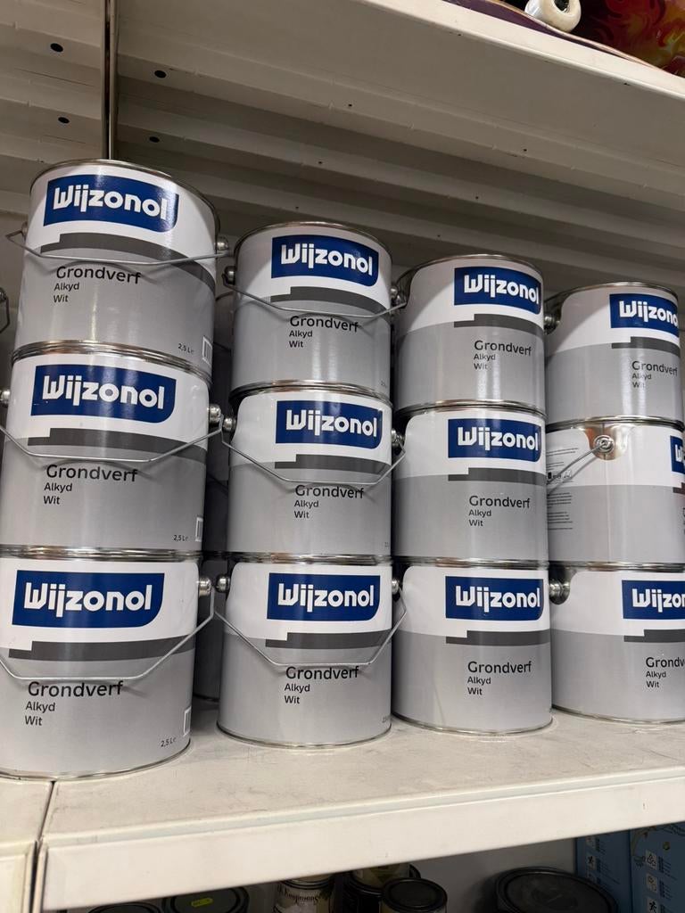 Wijzonol alkyd wit 2.5L grondverf NIEUW!! Verf partij, Ophalen, Wijzo, Wit, Nieuw