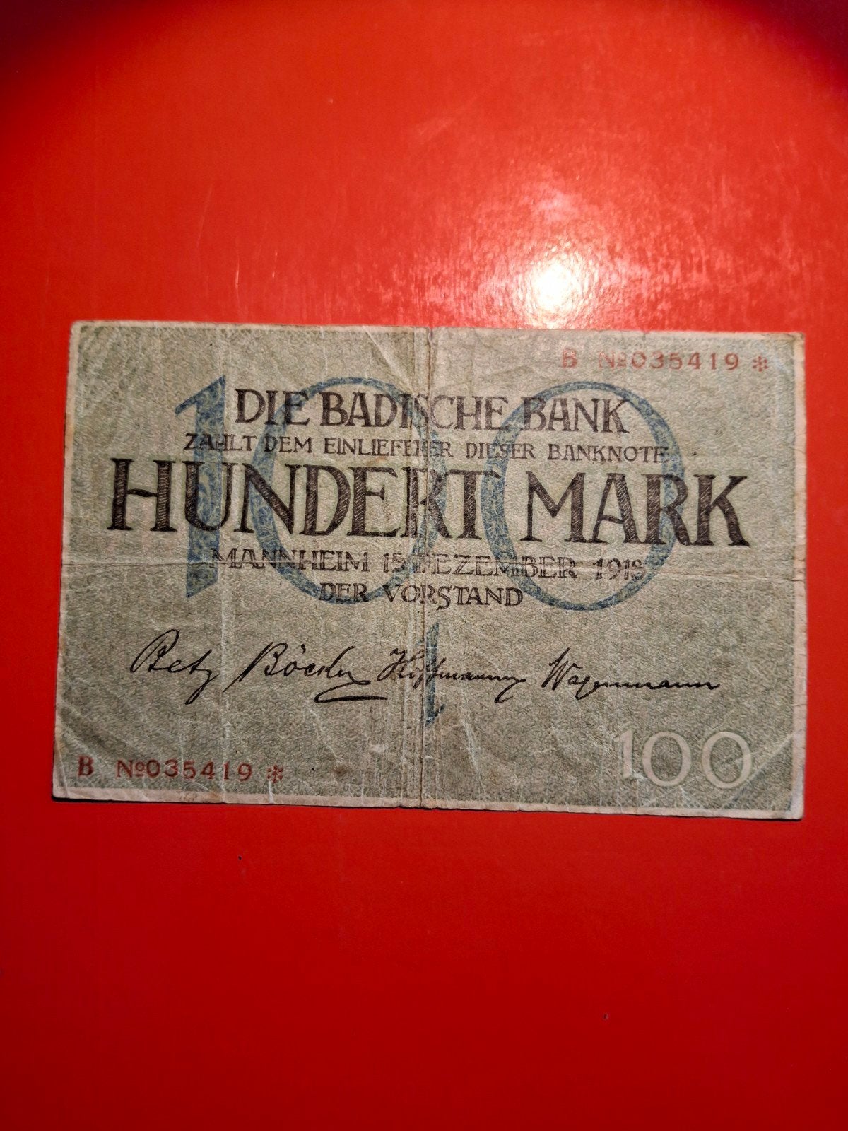 100 Mark biljet Duitsland 1919 - Serie B 035419, Ophalen of Verzenden