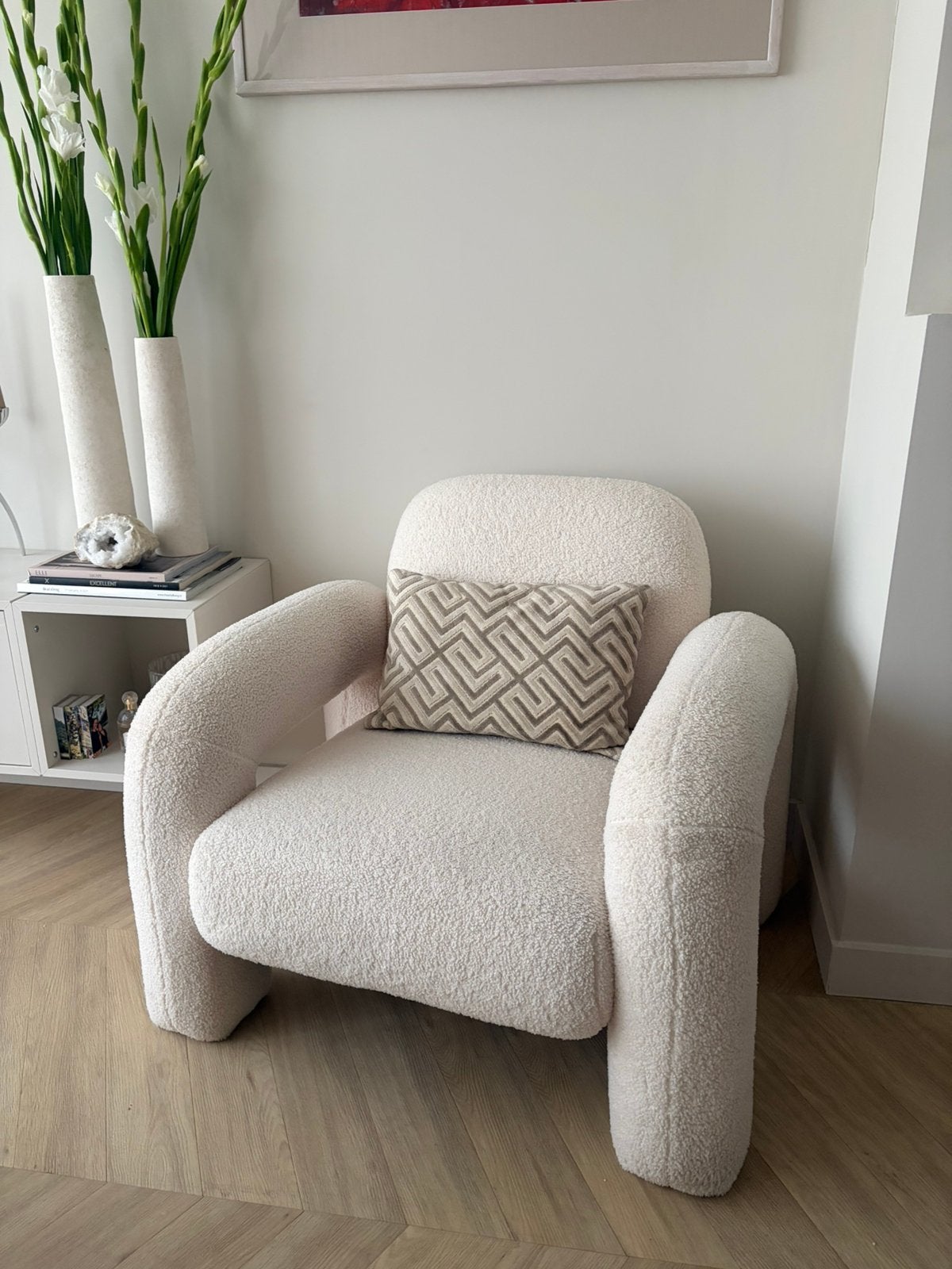 Teddy off white fauteuil, Huis en Inrichting, Ophalen, Zo goed als nieuw, 75 tot 100 cm, Stof