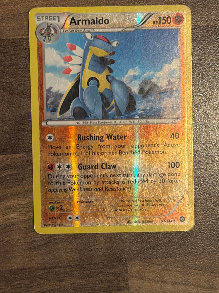 Armaldo 57/114 Holo Foil Pokémon Kaart XY Ancient Origins, Ophalen of Verzenden, Zo goed als nieuw, Losse kaart, Foil