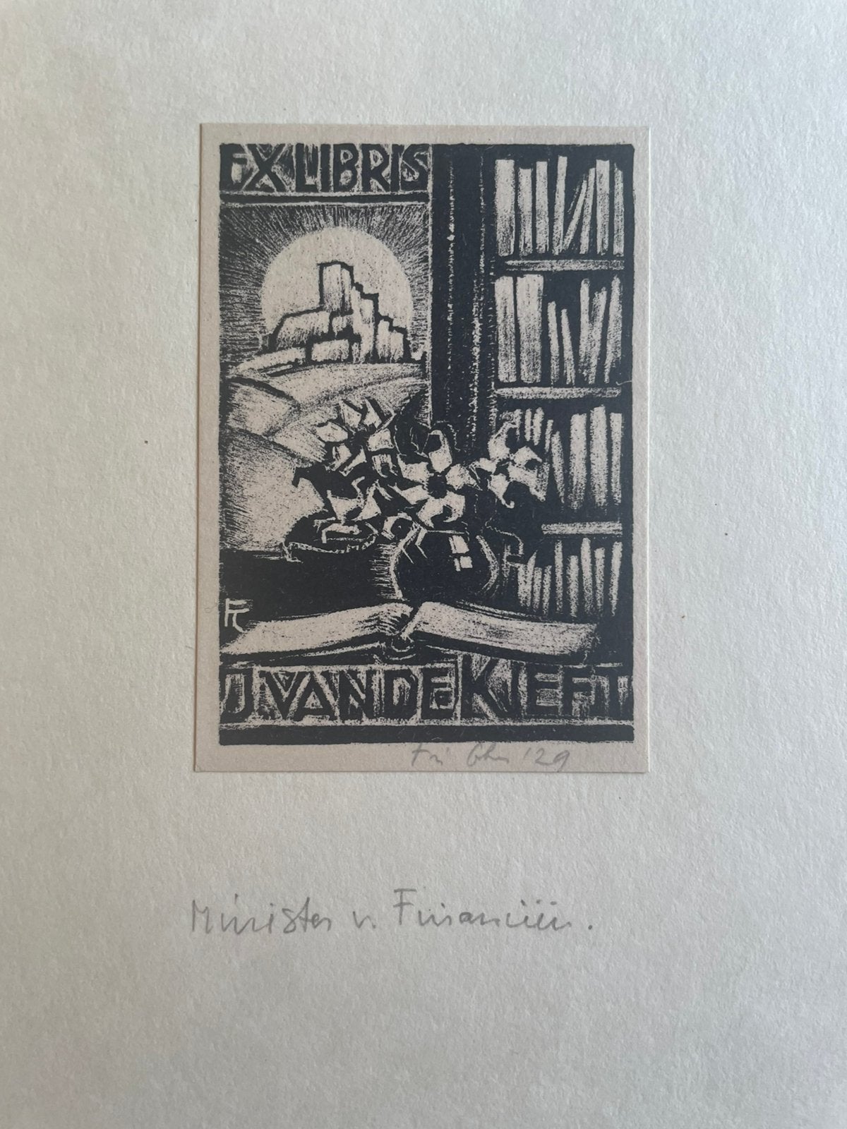 Fré Cohen GESIGNEERDE Ex Libris voor J van de Kieft, Ophalen of Verzenden