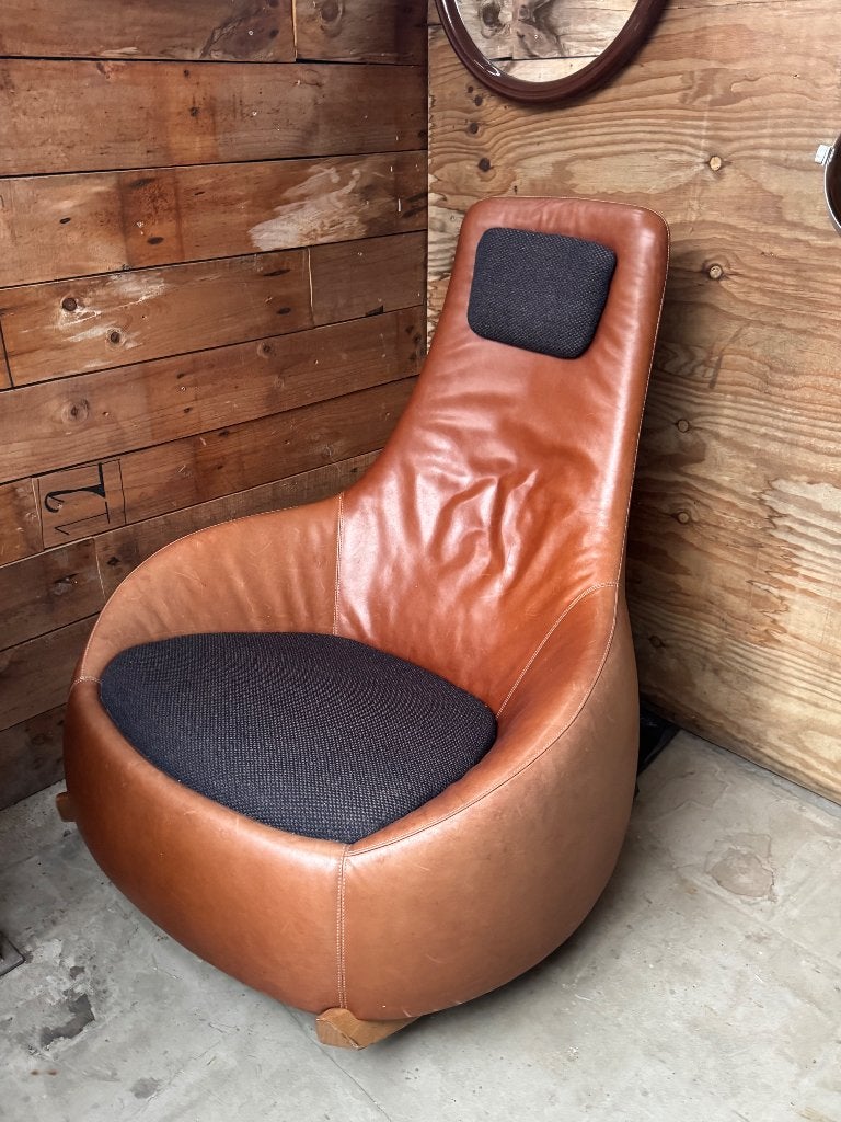 Montis Dim Sum Design Fauteuil - Bruin Leer, Huis en Inrichting, Fauteuils, Ophalen, Gebruikt, Design, Modern, 75 tot 100 cm