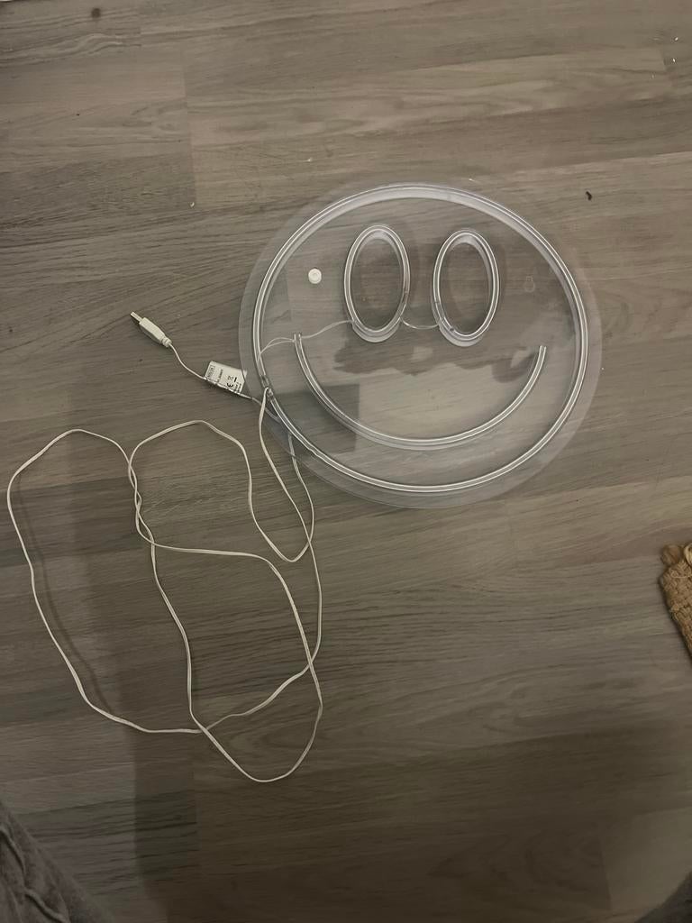 Gele/Oranje Smiley Neon Lamp - Sfeervolle Verlichting, Ophalen of Verzenden, Zo goed als nieuw