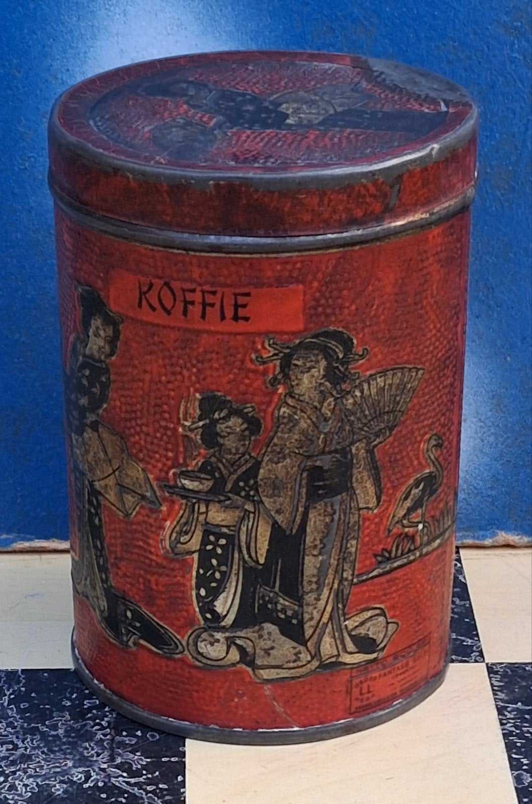 Koffieblik. Voorraad blik. 900 gr.   Ca 1920., Ophalen, Gebruikt, Koffie, Overige merken