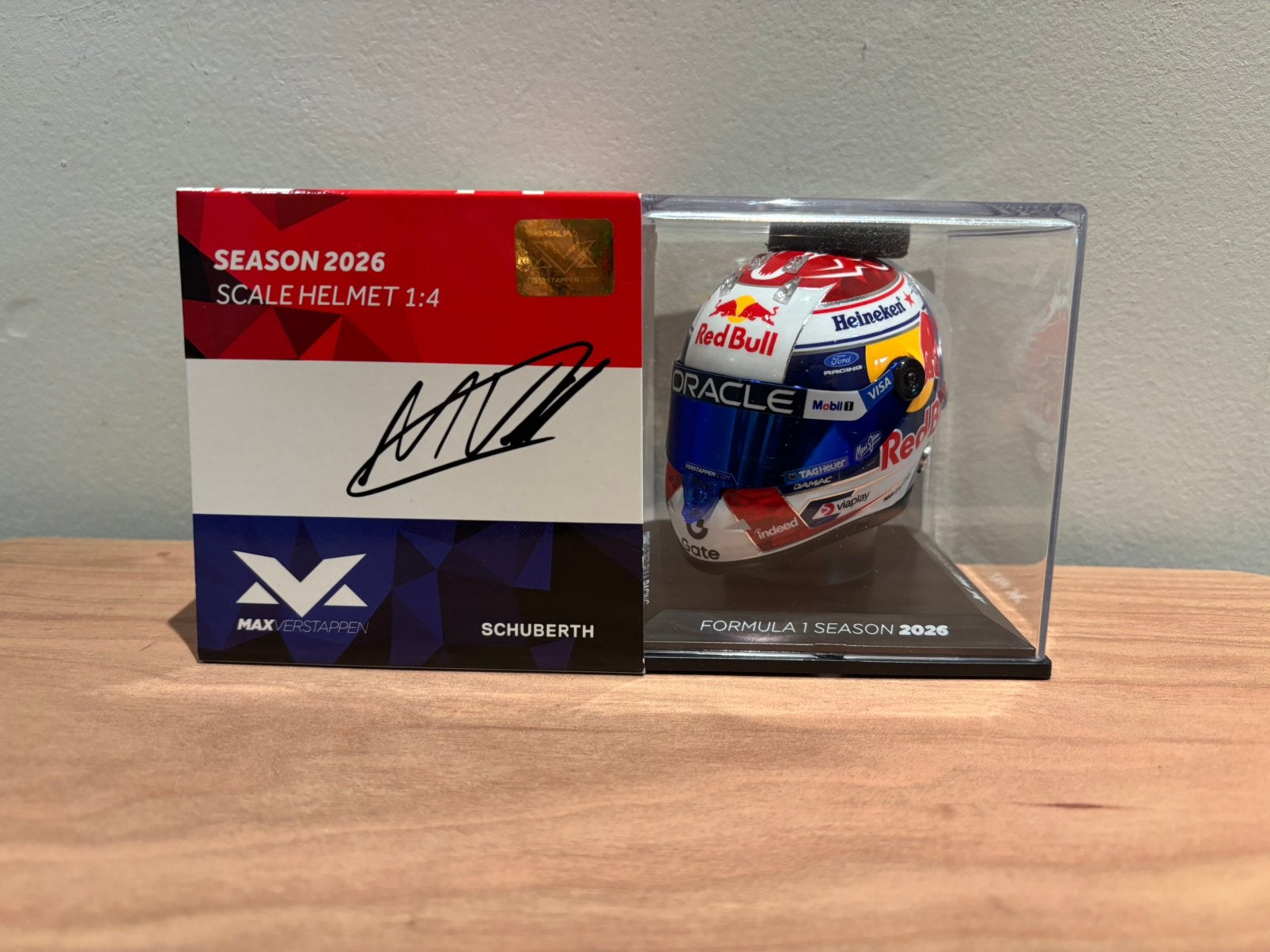 Max verstappen helm 1:4 seizoen 2026, Ophalen of Verzenden, Zo goed als nieuw, Formule 1