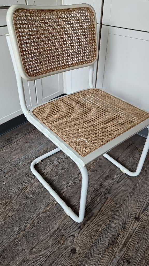 4x Breuer Cesca rotan webbing Thonet stoel made in Italy, Huis en Inrichting, Stoelen, Hout, Wit, Vintage Bauhaus Design, Ophalen of Verzenden