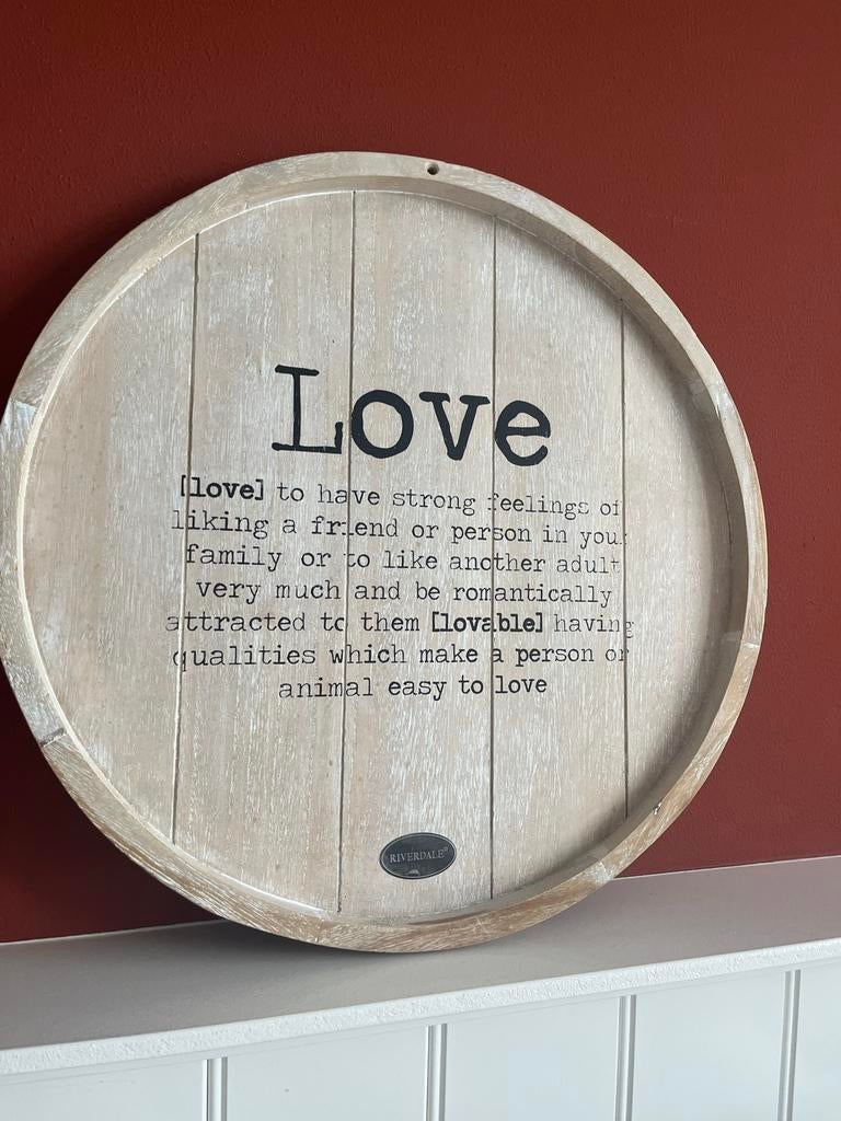 Riverdale wandbord met 'Love' definitie, Hout, Zo goed als nieuw, Wandbord of Wandpaneel, Ophalen