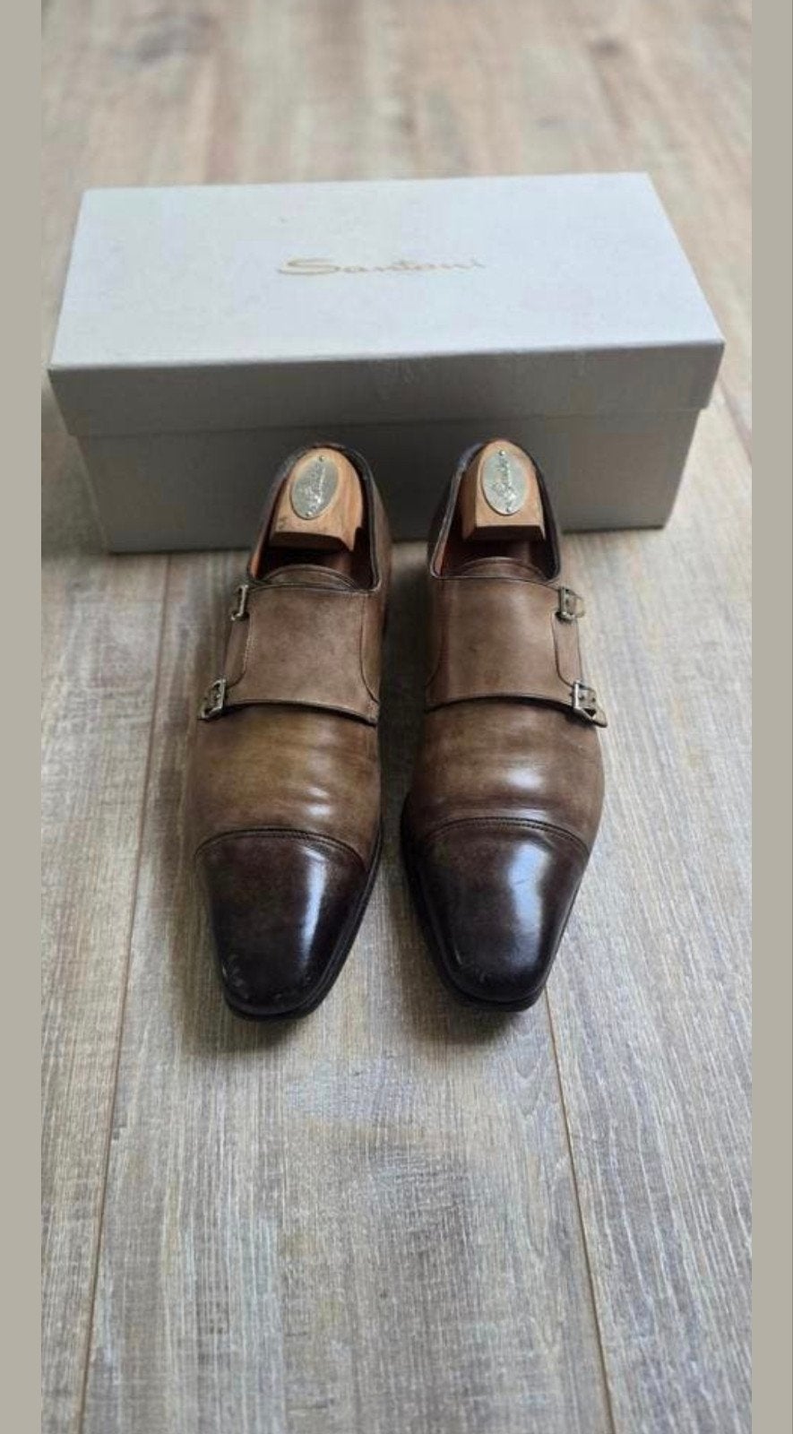Santoni Classic Dubbele Monk Strap Schoenen - Maat 42.5, Bruin, Ophalen of Verzenden, Gespschoenen, Santoni
