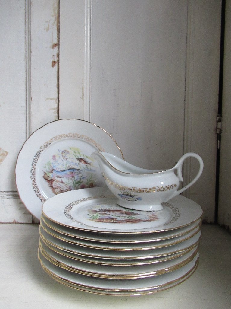~ 10 oude Franse visborden, bricbracbrocante ~, Ophalen of Verzenden