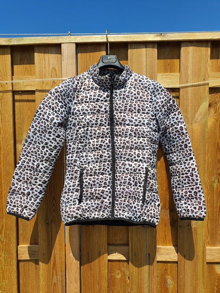 Jacky Mills panterprint puffer jas – maat M, Ophalen of Verzenden, Zo goed als nieuw, Maat 38/40 (M), Bruin