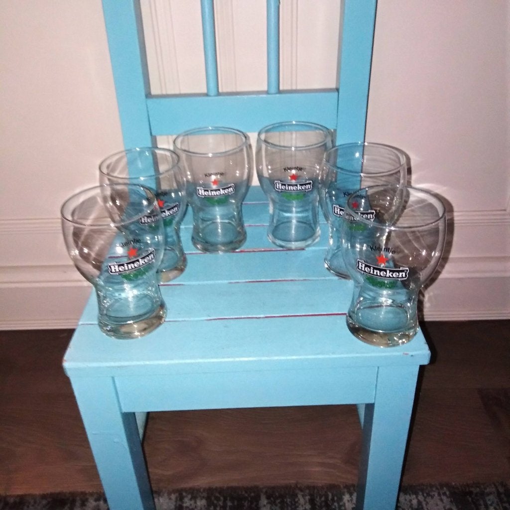 Heineken kleintje bierglazen bol model 6 stuks, Verzamelen, Ophalen, Gebruikt, Glas of Glazen, Heineken