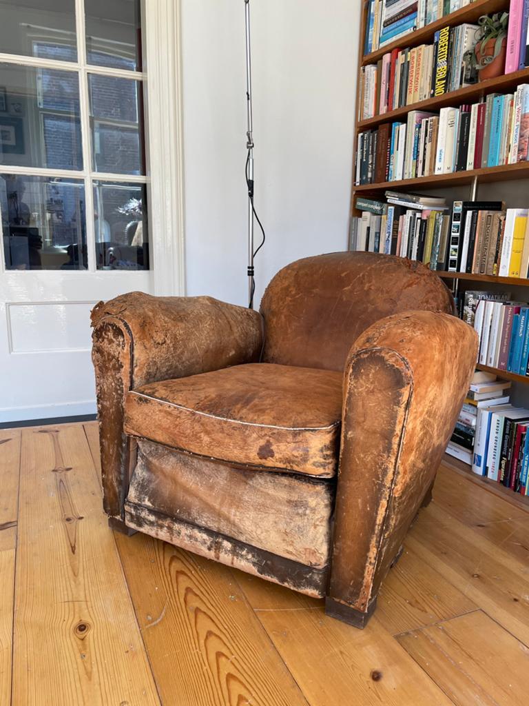 Prachtige leren vintage stoelen, Ophalen, Zo goed als nieuw, 75 tot 100 cm