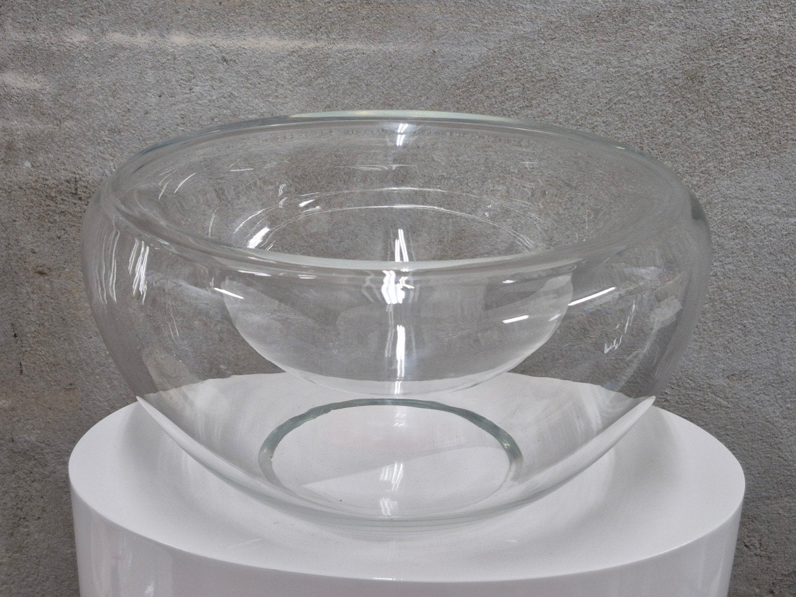 Dubbelwandige Glazen Schaal / Vaas (ca. 30 cm), Gebruikt, Schaal, Rond, Ophalen of Verzenden