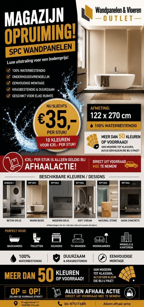 SPC Wandpanelen 122x270 – Waterbestendig & Modern, Ophalen, Nieuw