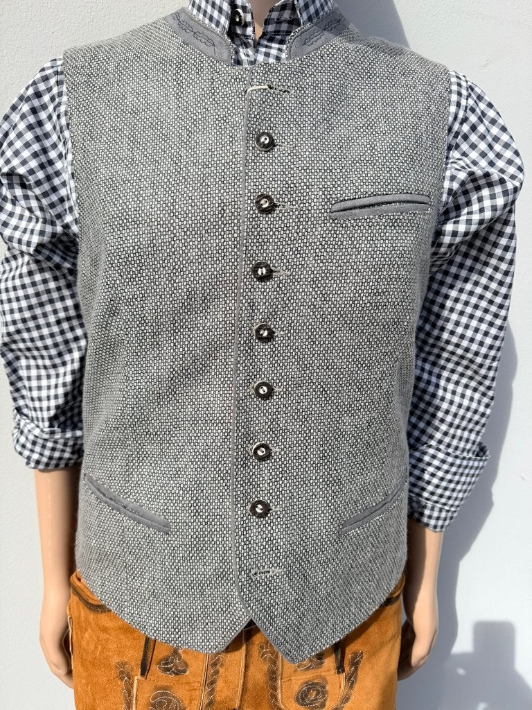 Trachten gilet maat 50 tm 56 grijs wol nieuw, Trachtenmode.nl, Ophalen of Verzenden, Overige thema's, Kleding