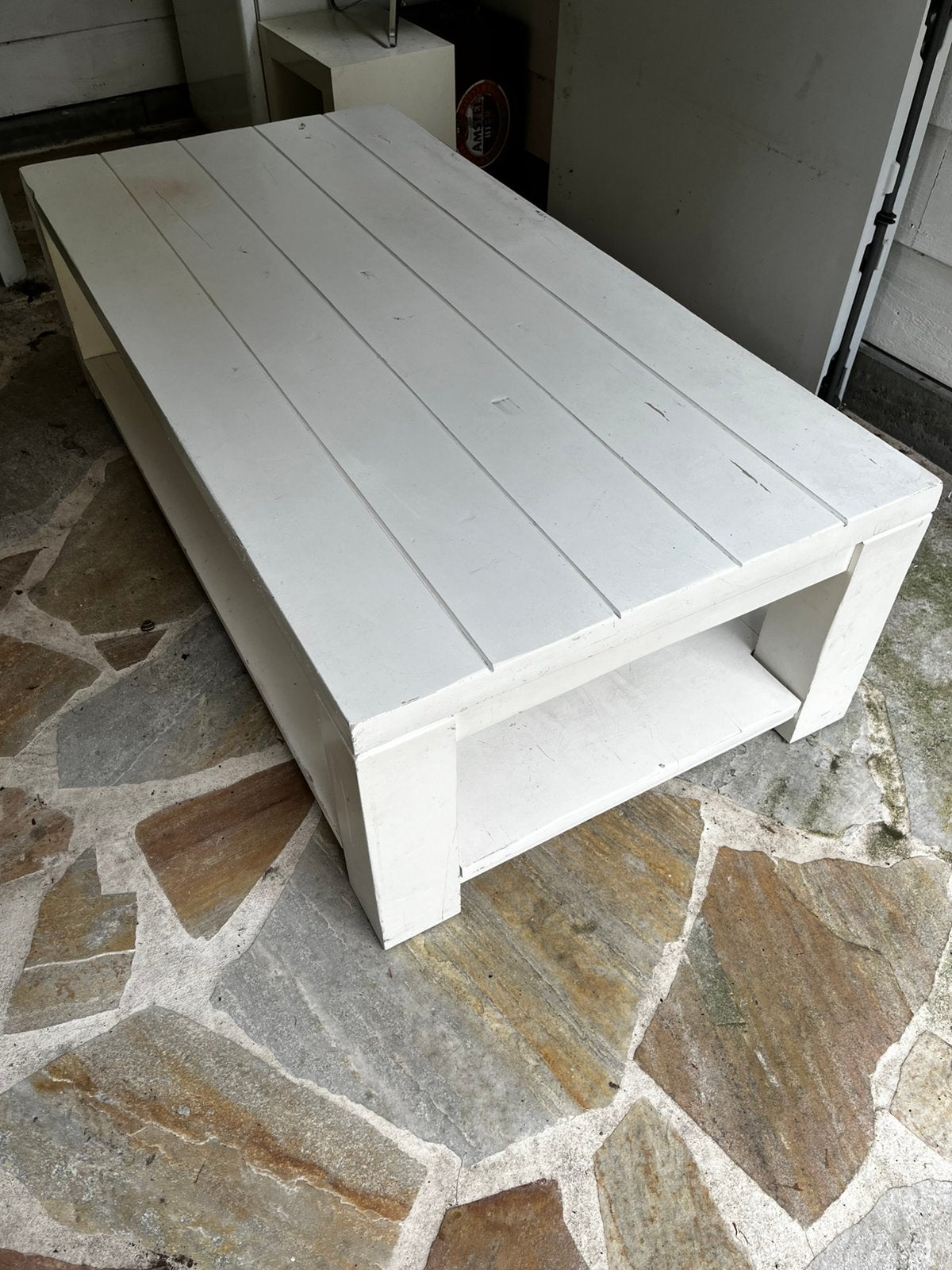 Salontafel wit beach style 140 x 70x 40cm, Ophalen, Gebruikt