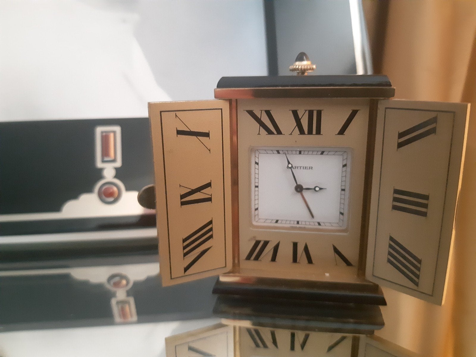 Cartier Art Deco Triptique tafelklok, Antiek en Kunst, Ophalen of Verzenden