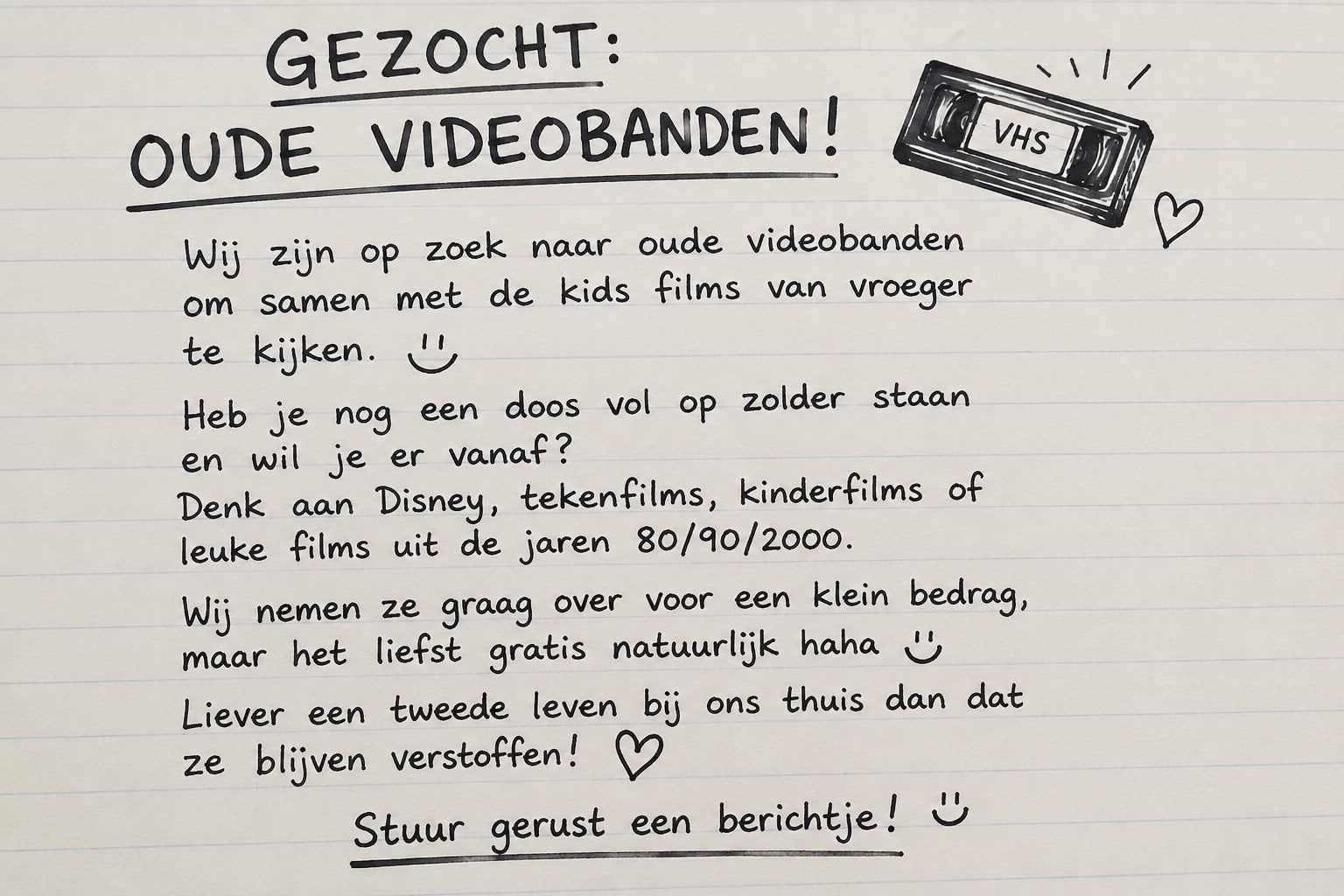 Gezocht: Oude videobanden (VHS), Ophalen of Verzenden