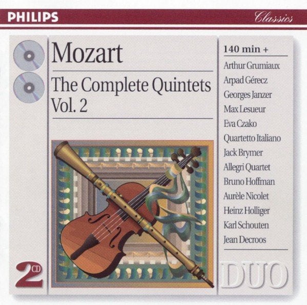 MOZART Complete quintets volume two 2 - CD PHILIPS DUO ZGAN, Ophalen of Verzenden, Classicisme, Zo goed als nieuw, Kamermuziek
