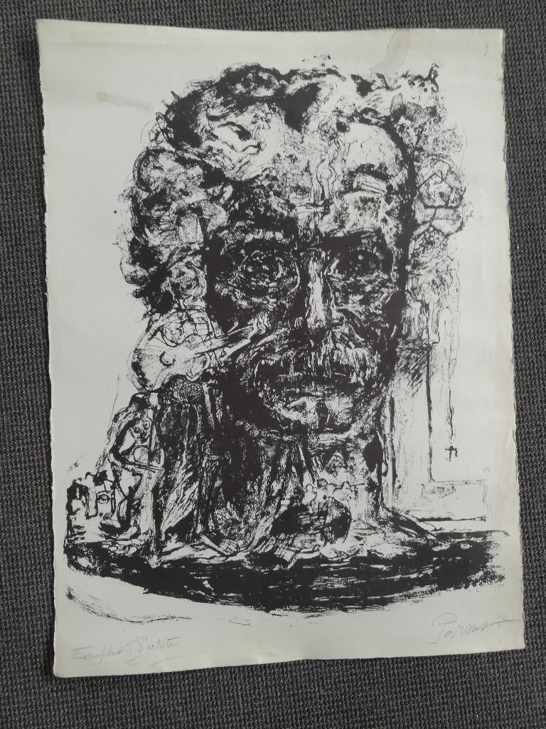 Litho Georges Brassens door Parsus exemplaire d'artiste 1974, Verzenden