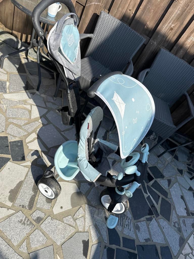 Smoby driewieler met duwstang en zonnekap, Fietsen en Brommers, Fietsen | Driewielfietsen, Gebruikt, Ophalen of Verzenden