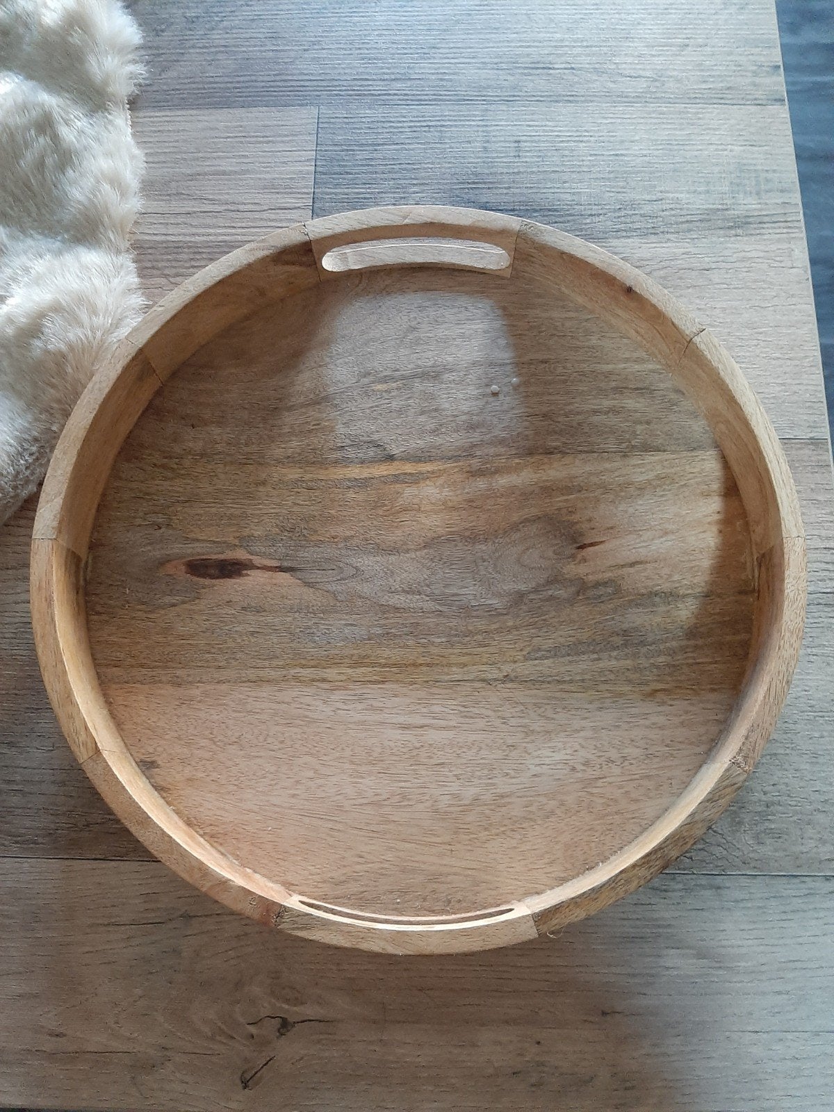 Mooi rond houten plateau, Huis en Inrichting, Woonaccessoires | Dienbladen, Ophalen of Verzenden, Gebruikt, Rond, Hout
