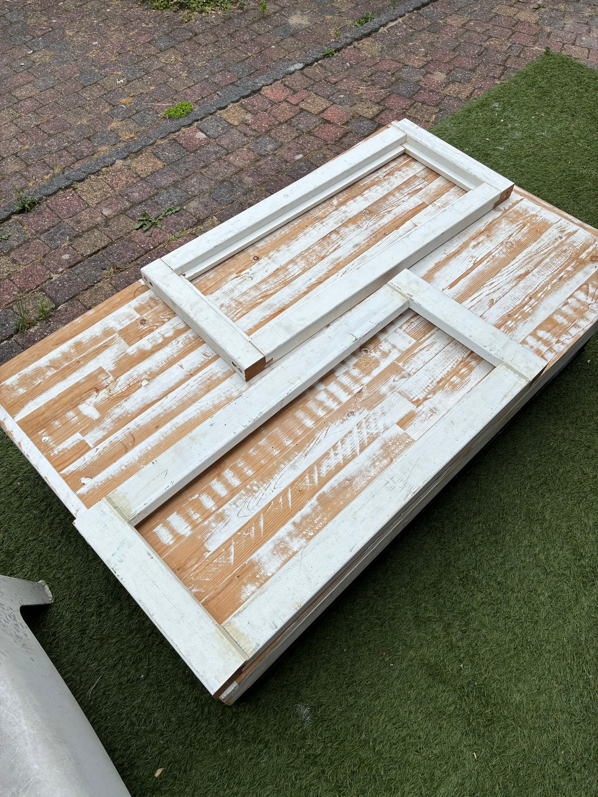 2 Hardhouten kozijnen 81,5 x 34,5 cm, Doe-het-zelf en Verbouw, Kozijnen en Schuifpuien, Ophalen, Gebruikt, Minder dan 75 cm, Raamkozijn