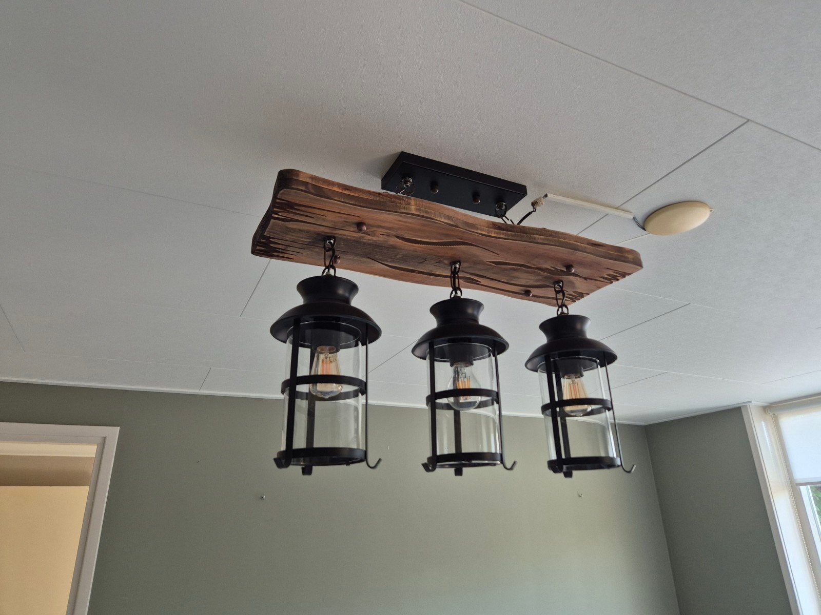 retro lamp e27, Ophalen, Zo goed als nieuw, Hout, E27 (groot)