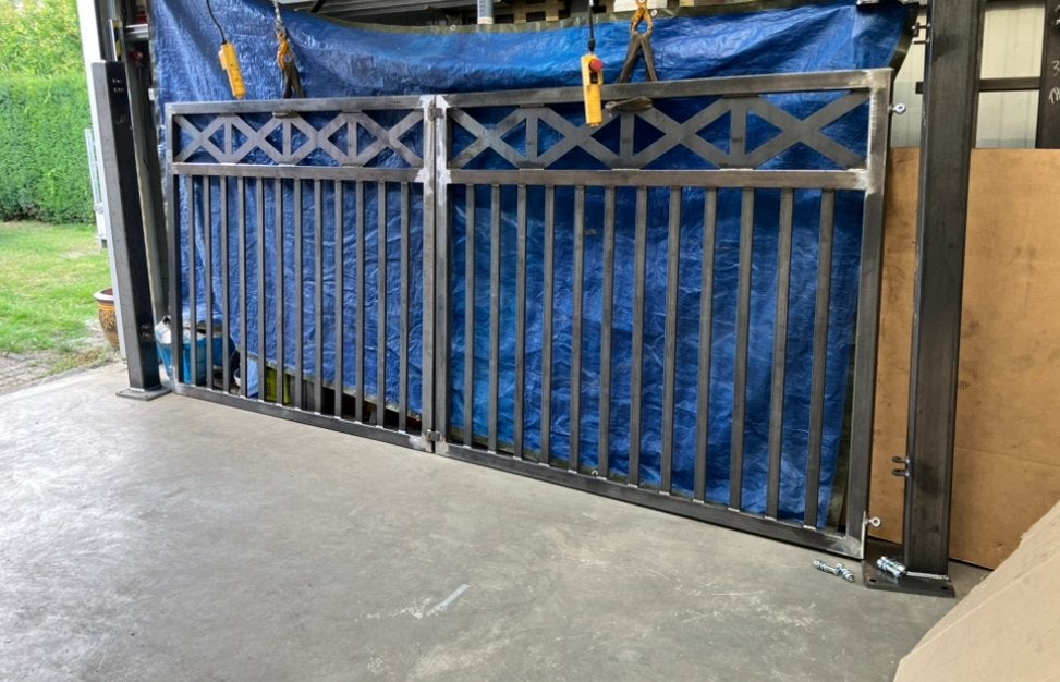 Nieuwe stevige poort hekwerk 350 cm, Ophalen, Nieuw, IJzer, Tuinhek