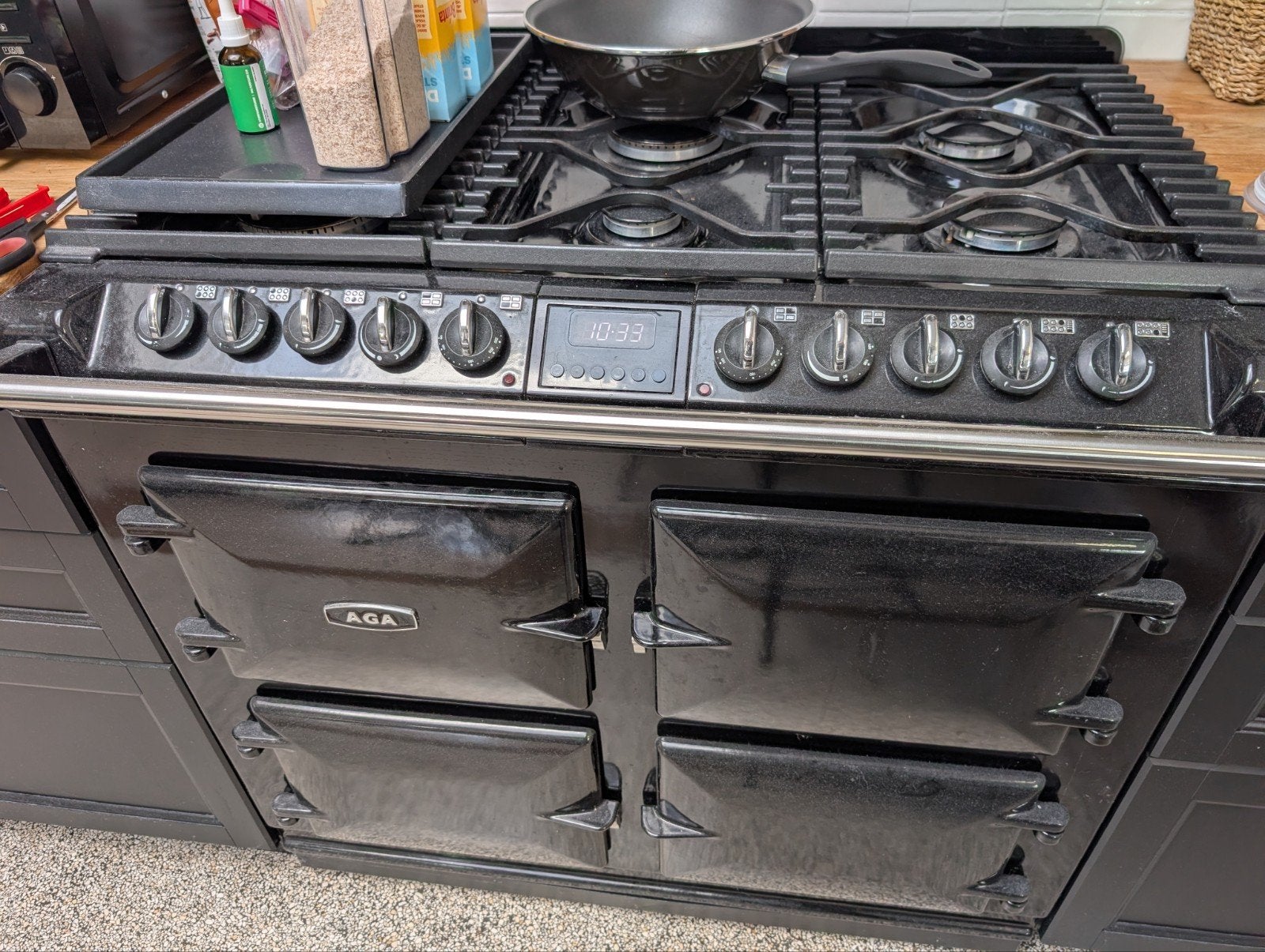 AGA Fornuis met Gas Kookplaat en Ovens - Zwart, Witgoed en Apparatuur, Gebruikt, 60 cm of meer, Gas, Vrijstaand
