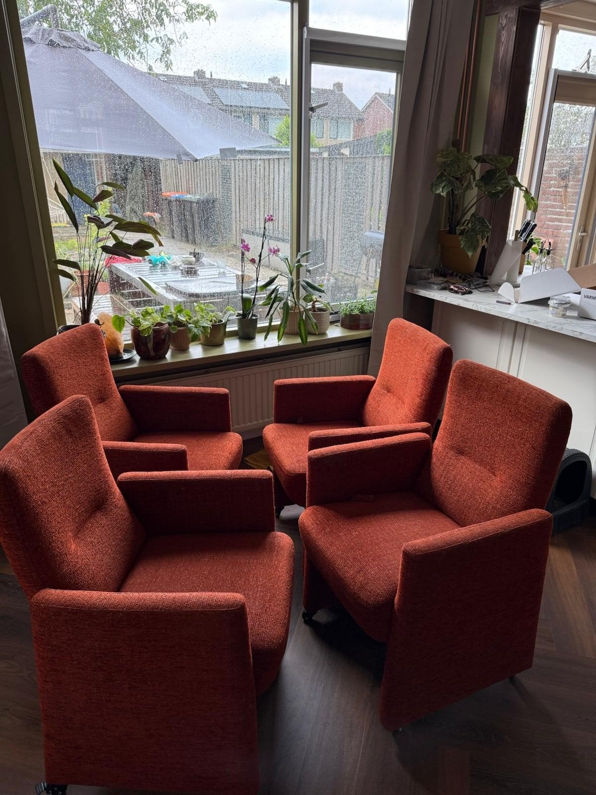 Comfortabele stoelen met verstelbare rugleuning en wielen, Huis en Inrichting, Ophalen, Gebruikt, Overige kleuren, Vier