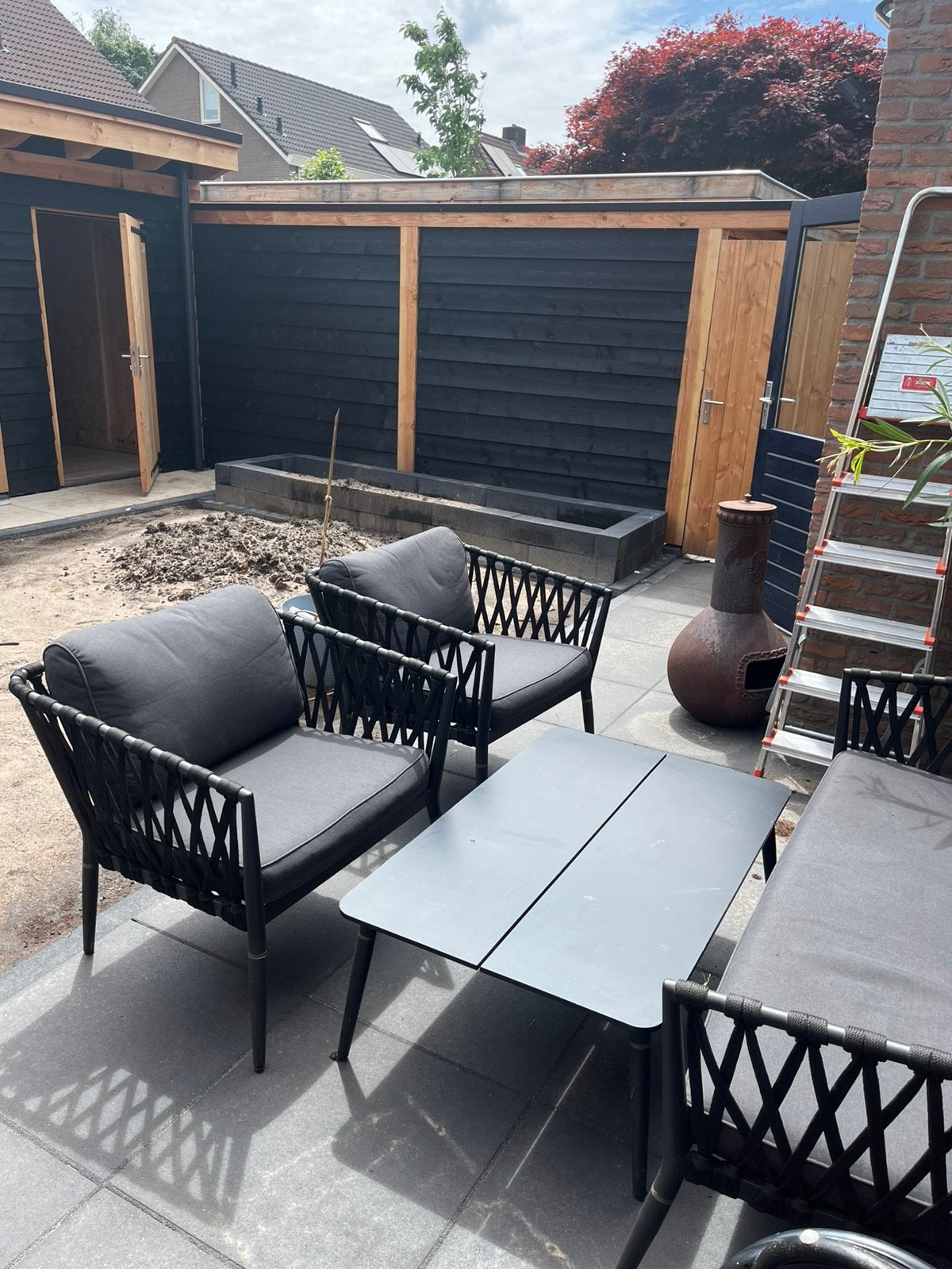 KOOPJE:  ANTRACIETE LOUNGE SET. GEBRUIKT., Ophalen, Gebruikt, Aluminium, Bank